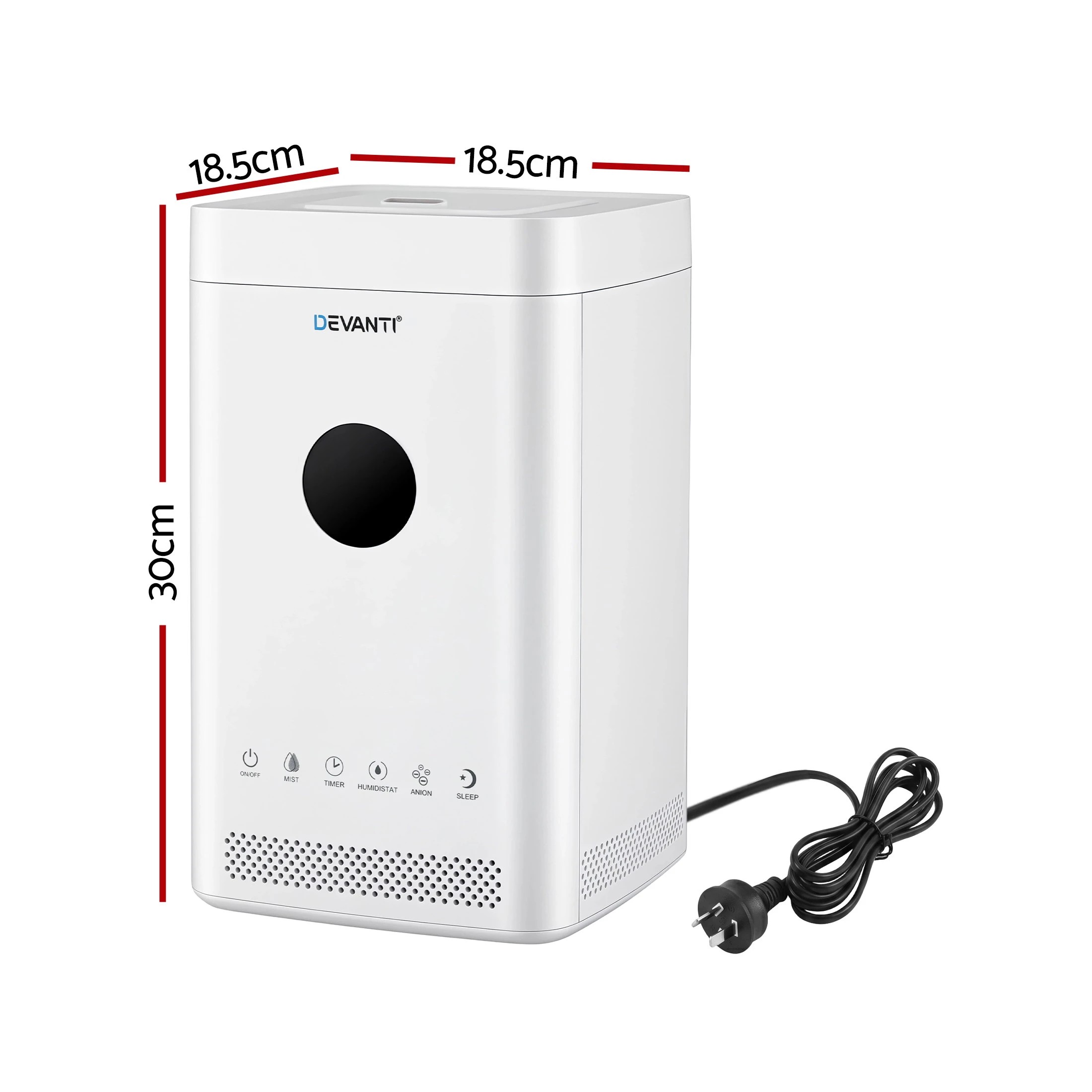 2 Devanti 5L Ultrasonic Humidifier and Air Purifier - White, 2 of 8