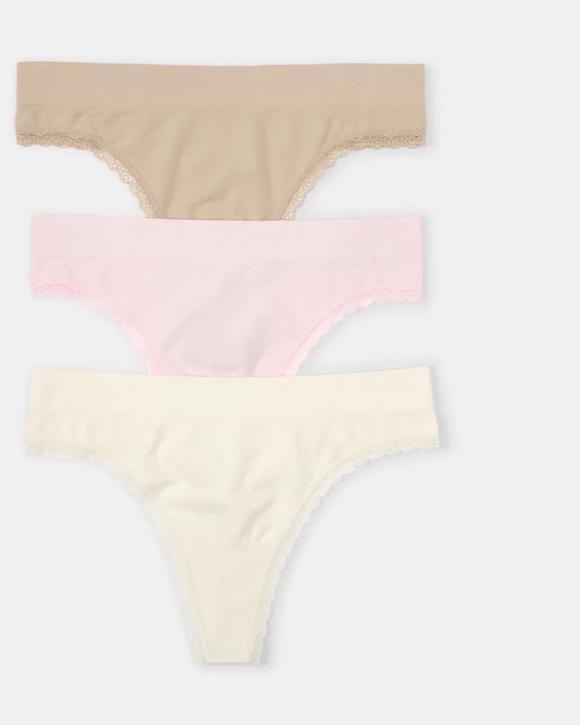 3 Pack Seamfree Bamboo Lace G-string Briefs