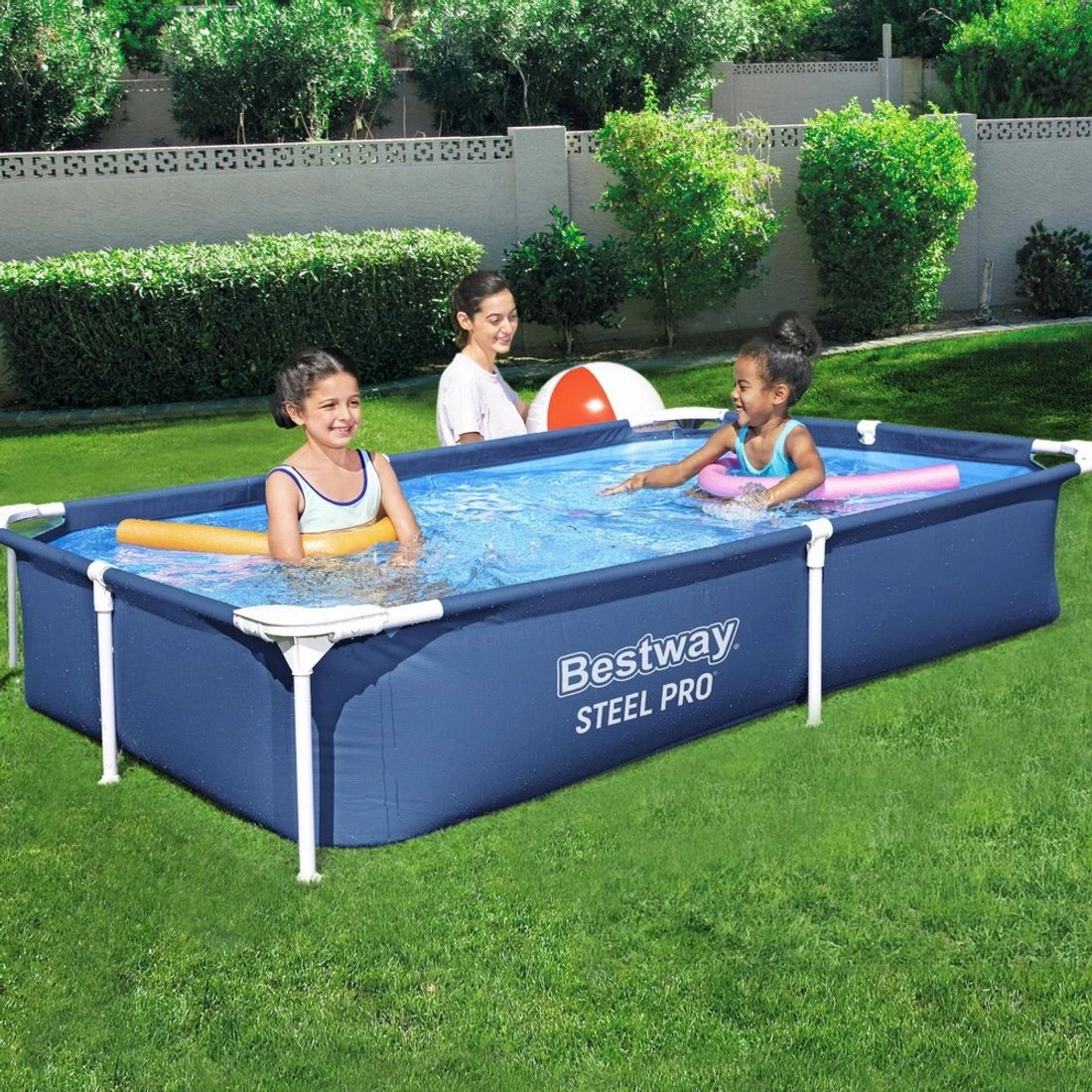3 Bestway Swimming Pool 221x150x43cm Steel Frame Above Ground Pools 1200L - Multi, 3 of 5
