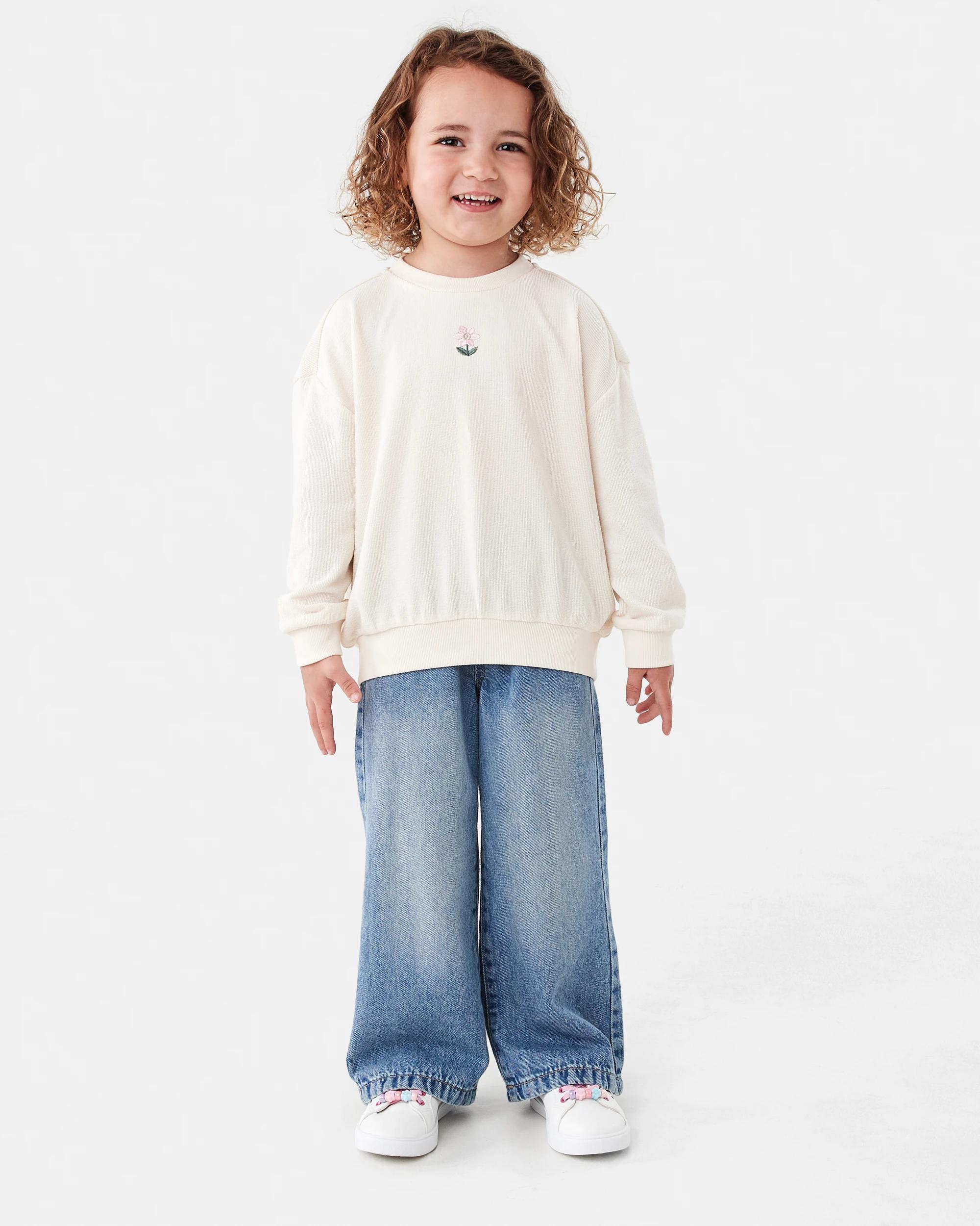 6 Slub Jacquard Crew Neck Sweater Bge Flower, 6 of 7