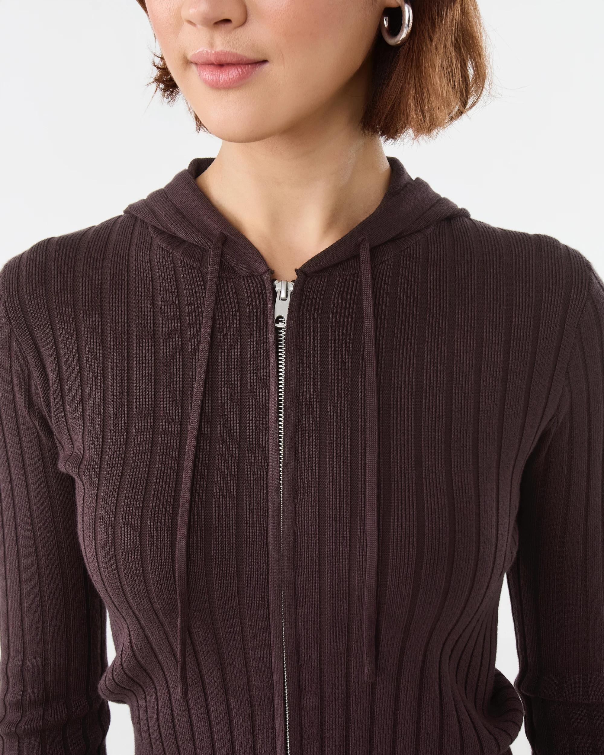 6 Knit Hoodie Choc Plum, 6 of 8