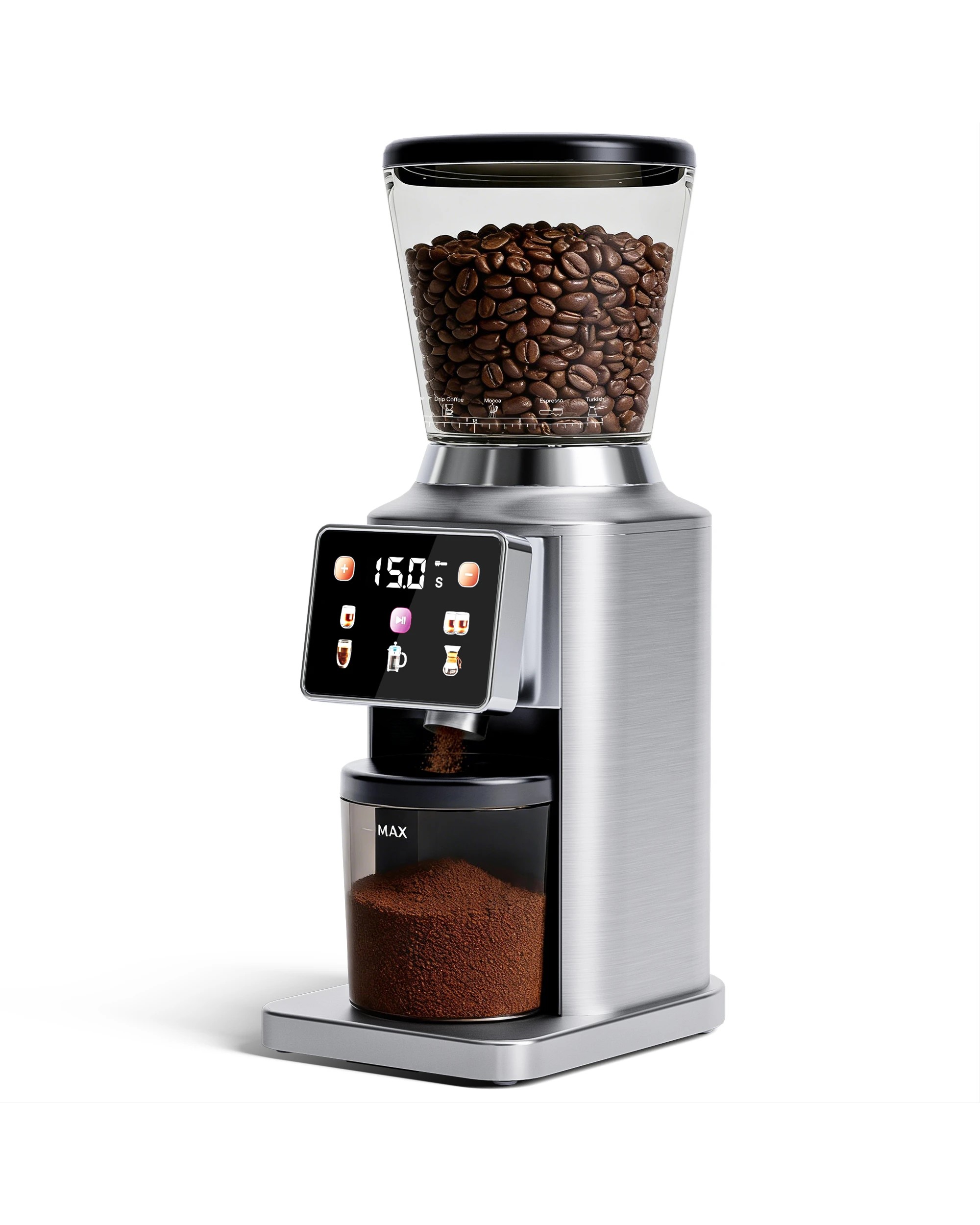 1 Advwin Conical Burr Coffee Grinder - Silver, 1 of 6