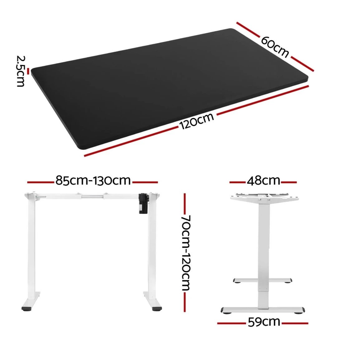 2 Artiss Standing Desk Motorised Sit Stand Desks 120cm
 - Black, 2 of 3