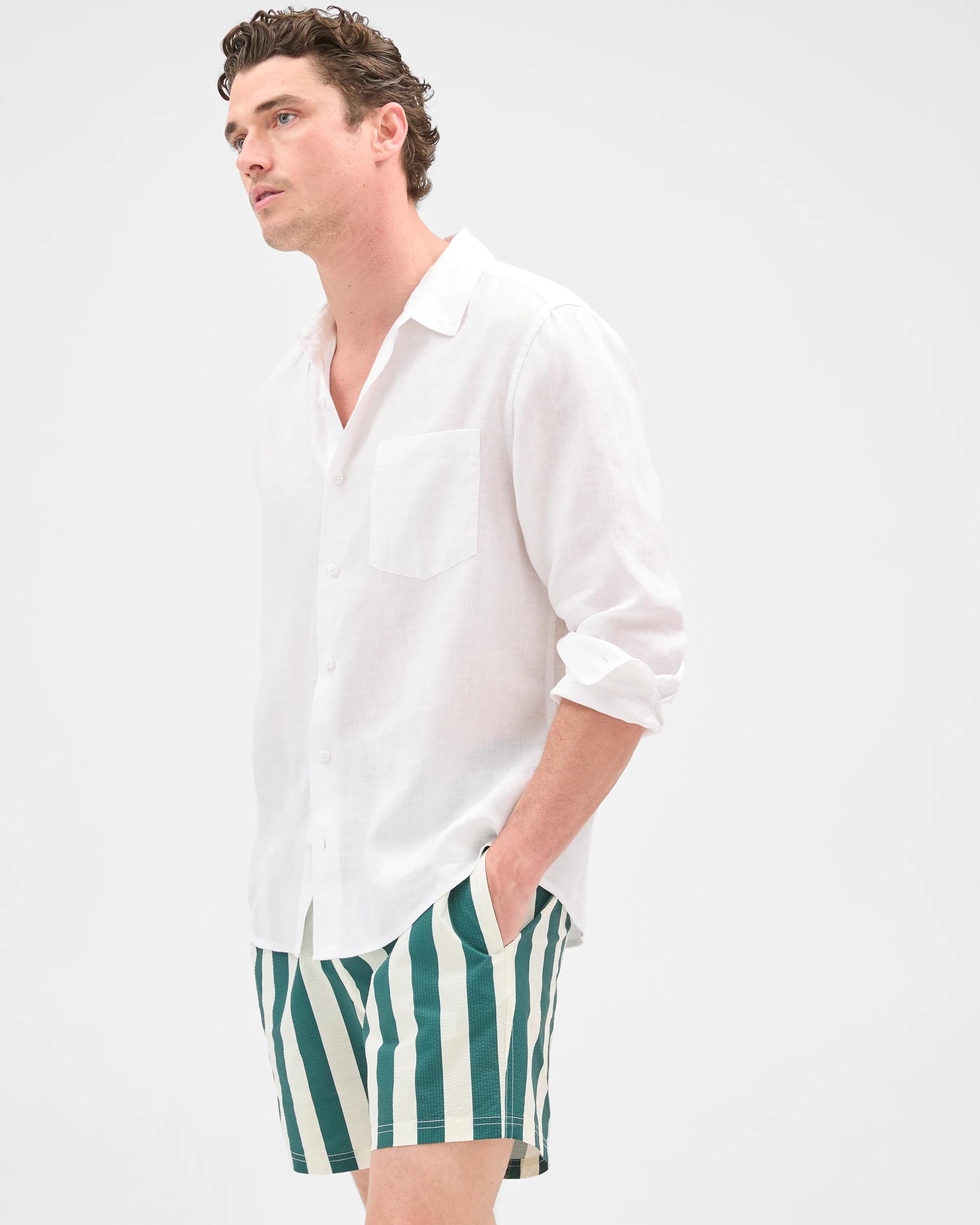 2 Target Man Seersucker Swim Volley Shorts GREEN STRIPE, 2 of 9