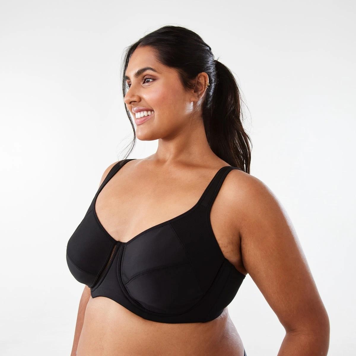 2 Full Figure Sports Underwire Soft Cup Bra BLACK, 2 of 6