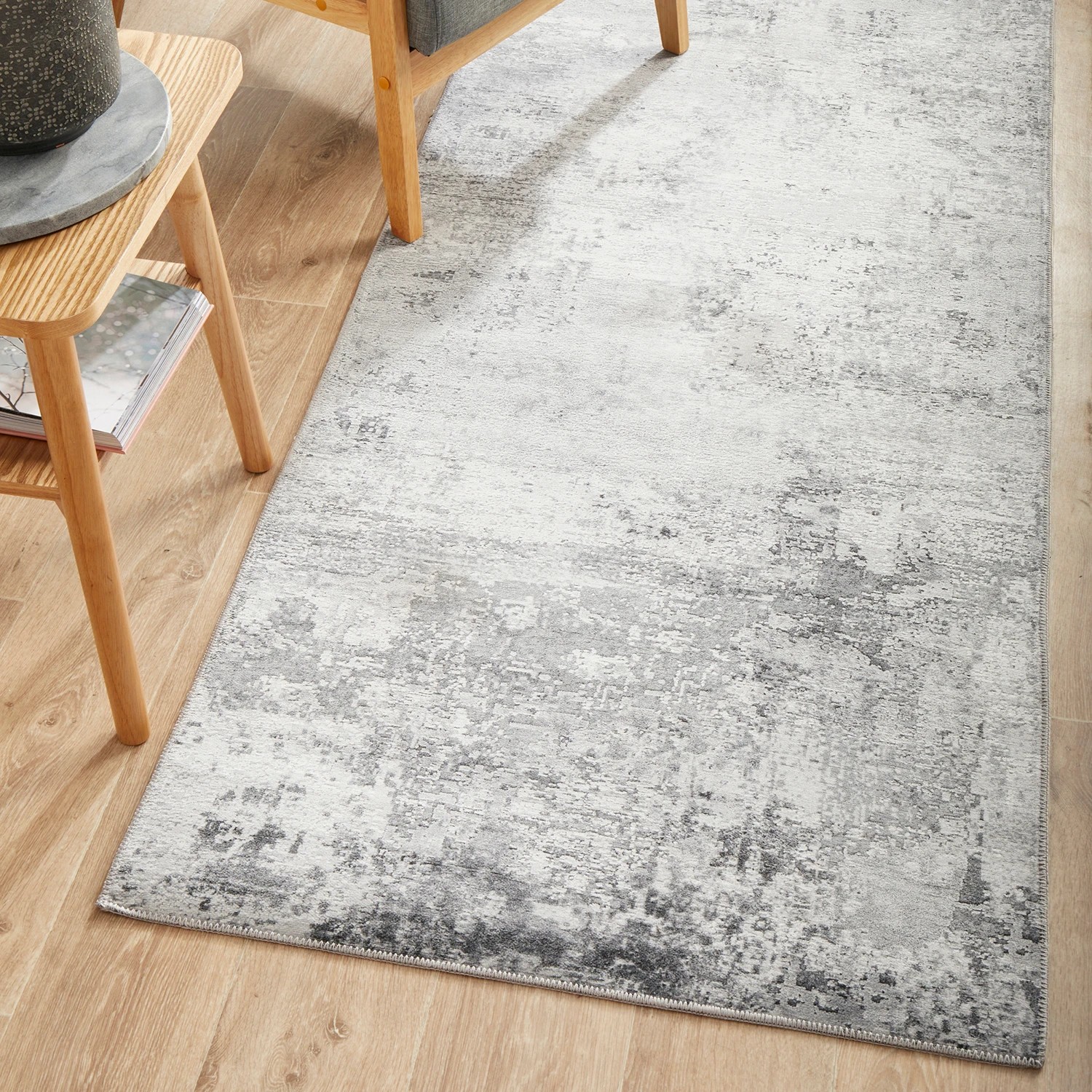 1 Common Ground Rugs Bazaar 156 300x80cm - Medium Runner Rug - Silver, 1 of 9