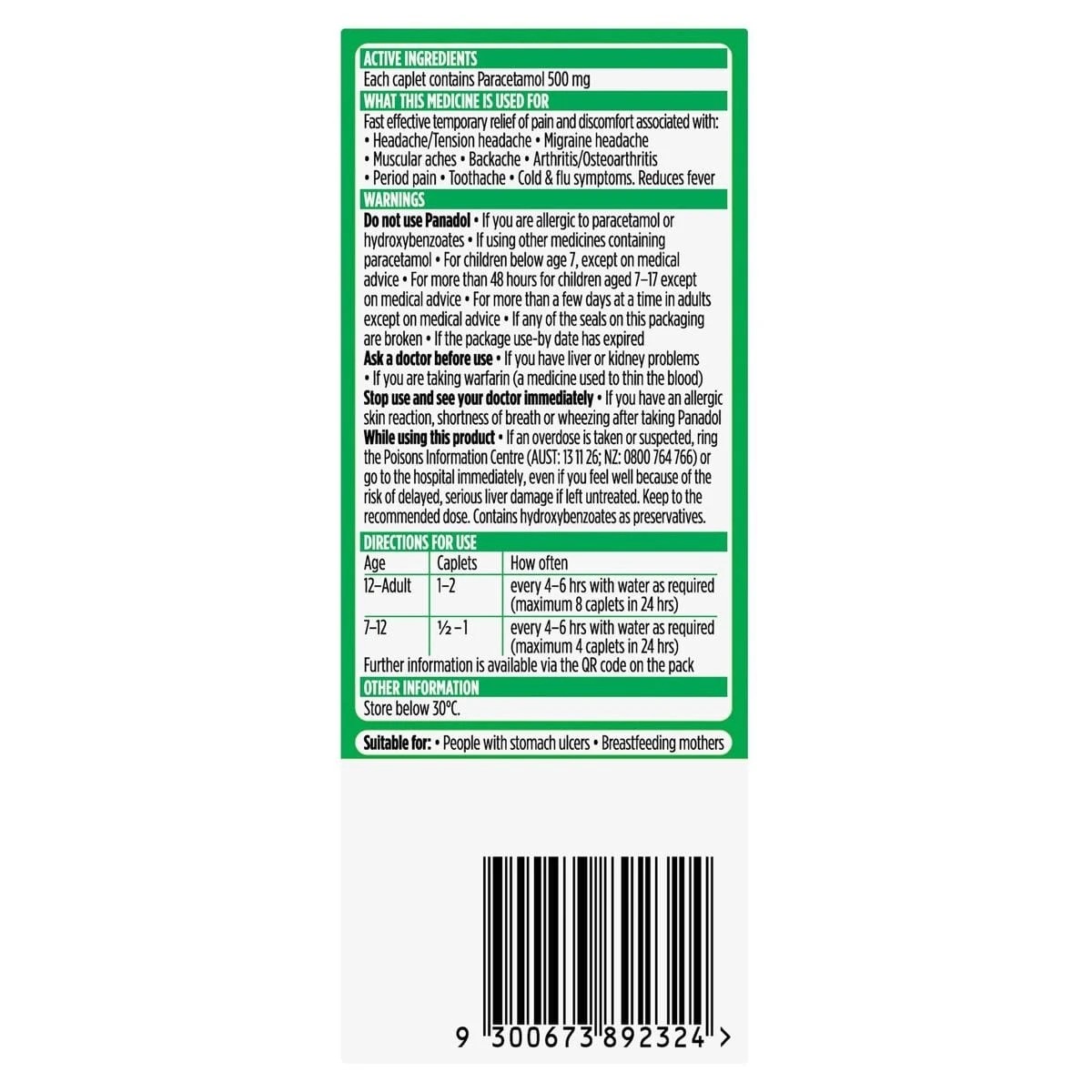 3 16 Pack Panadol Optizorb Paracetamol 500mg, 3 of 9