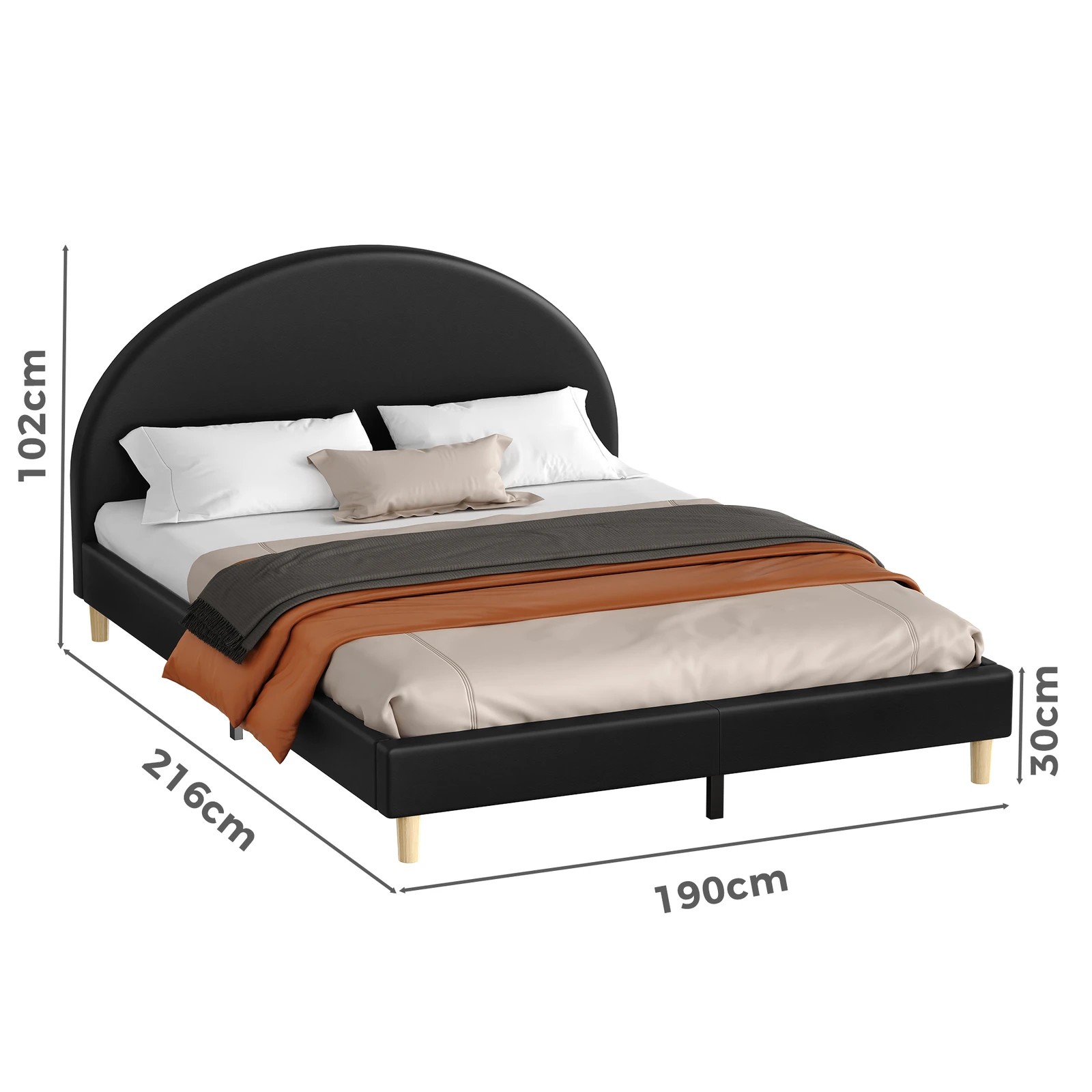 10 Alfordson Bed Frame King Size Mattress Base Platform Leather Calla - Black, 10 of 10