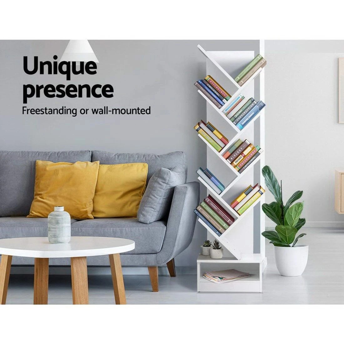 5 Artiss Tree Bookshelf 9 Tiers - White, 5 of 8