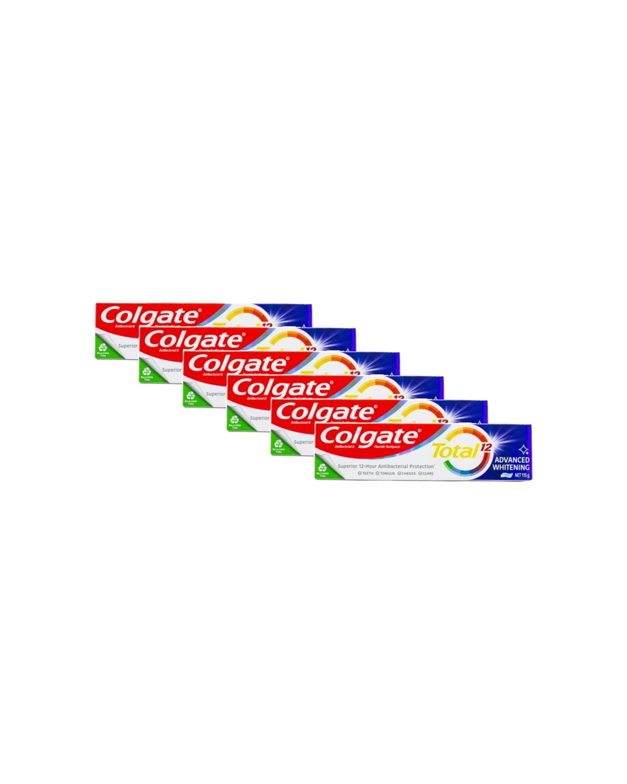 1 Colgate 6PK Toothpaste Total 12 Hour Advanced Whitening Gel 115g - Multi, 1 of 3