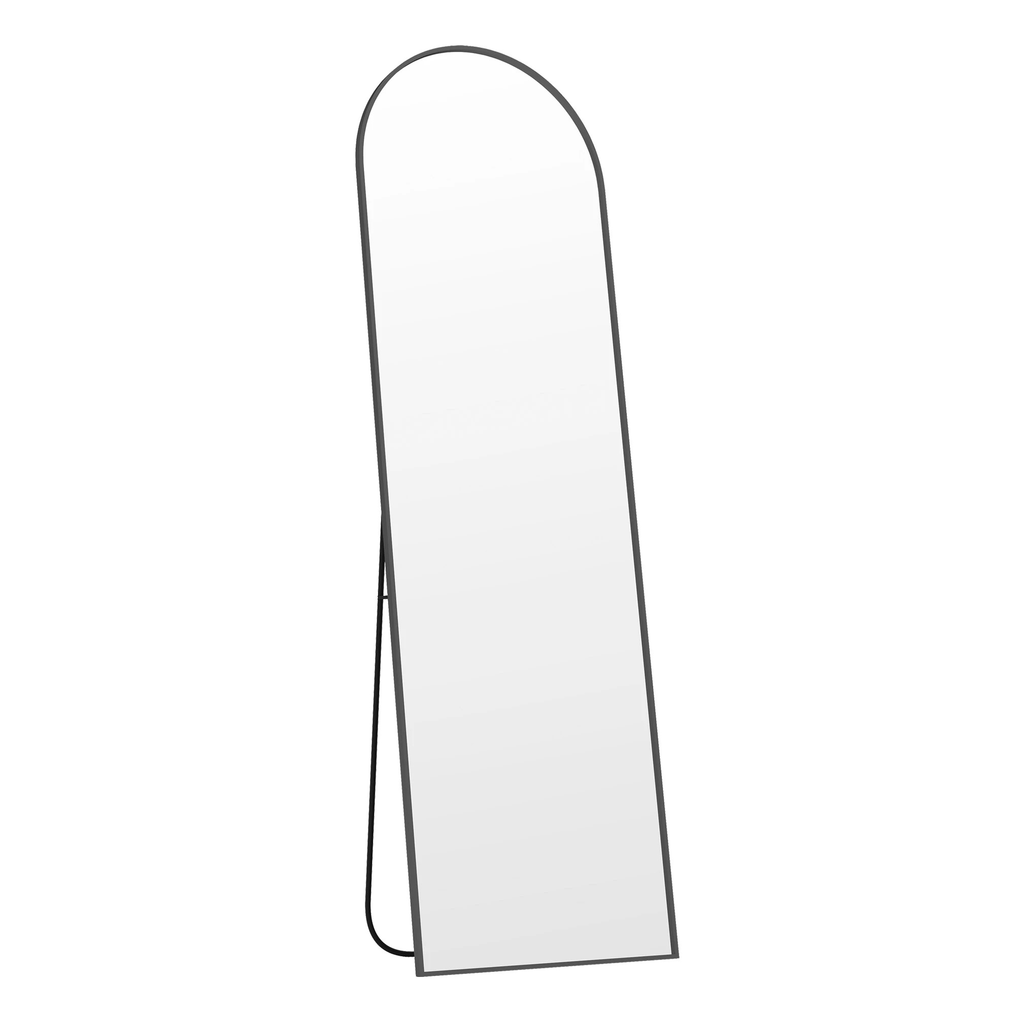 1 Yezi 165cm Full Length Free Standing Floor Mirror Arched Black Frame, 1 of 9