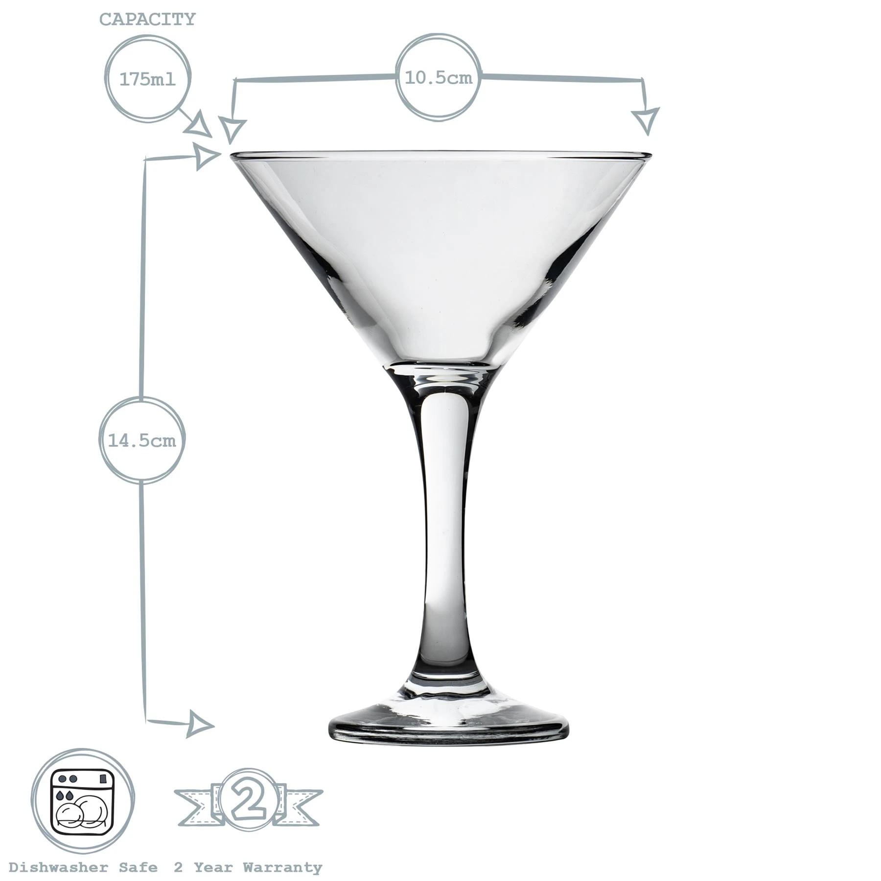 3 LAV Misket Martini Glasses - 175ml - Pack of 12 - Clear, 3 of 7