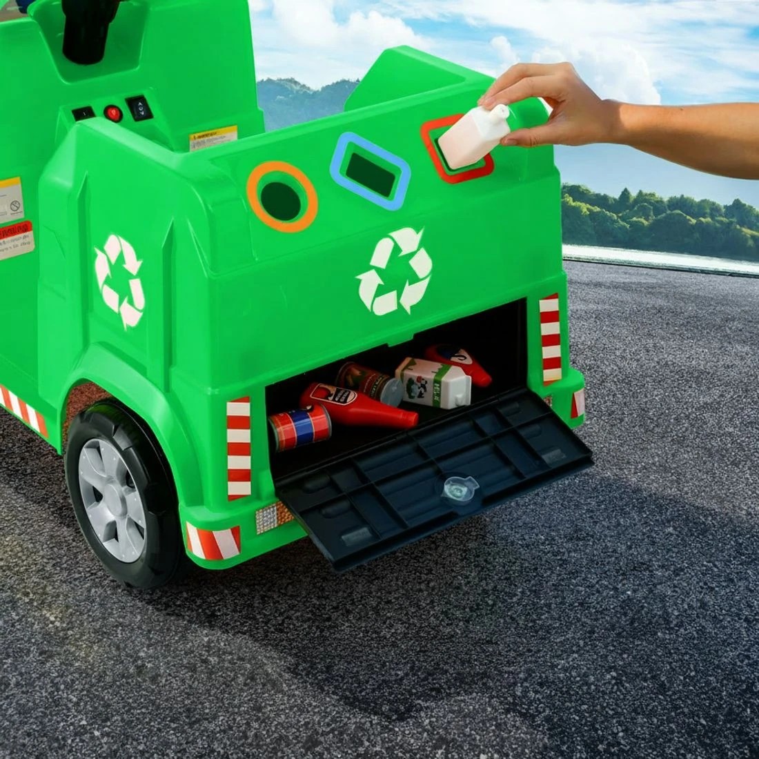 5 Rigo Kids Ride On Car Garbage Truck Police Light 12V Electric Toys Cars - Green, 5 of 6