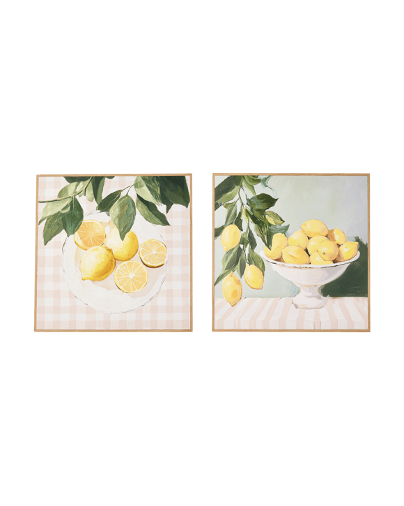 2 Pack Lemon Framed Canvas - 40cm x 40cm