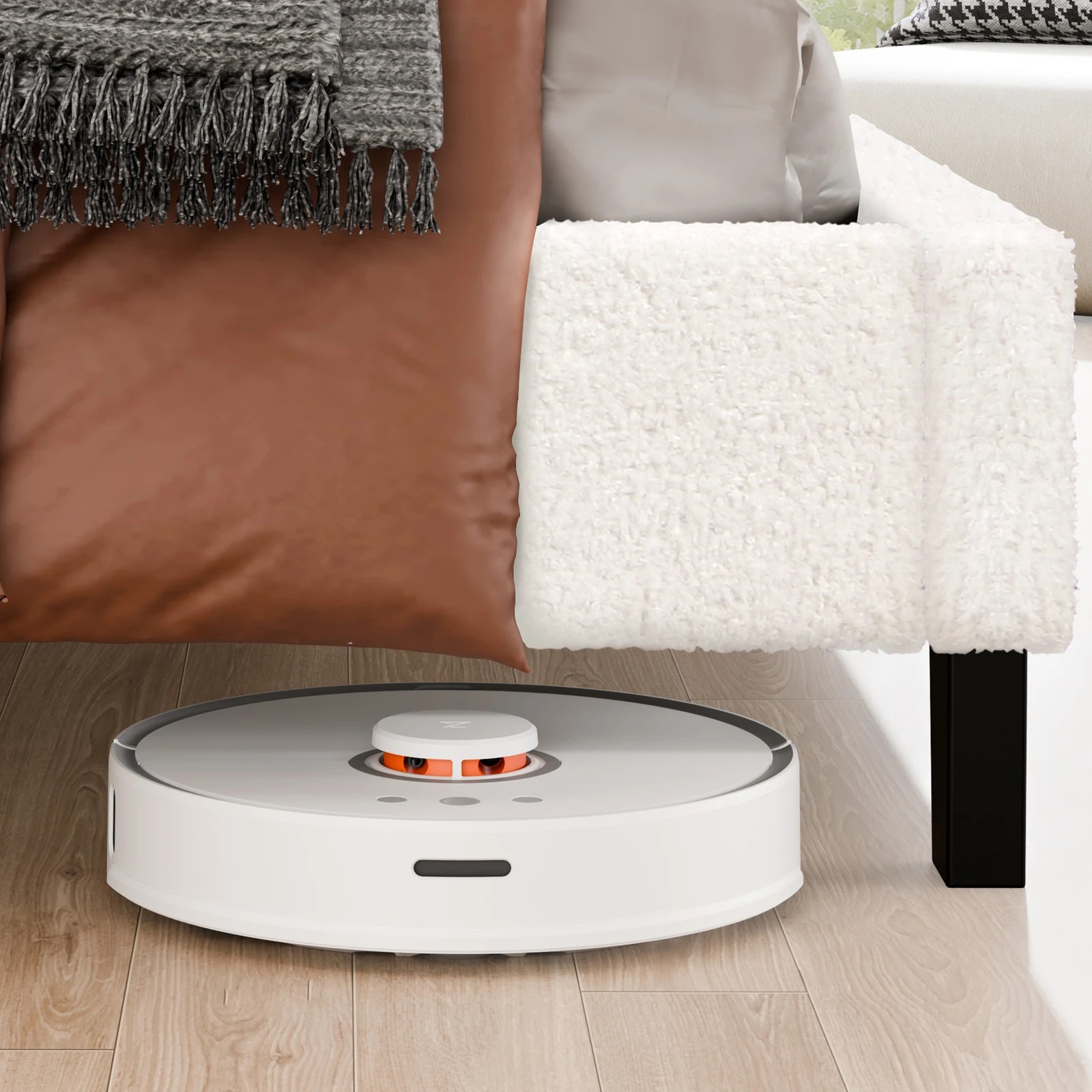 5 Alfordson Bed Frame Double Size Wooden Slats Platform Boucle Paula - White, 5 of 9