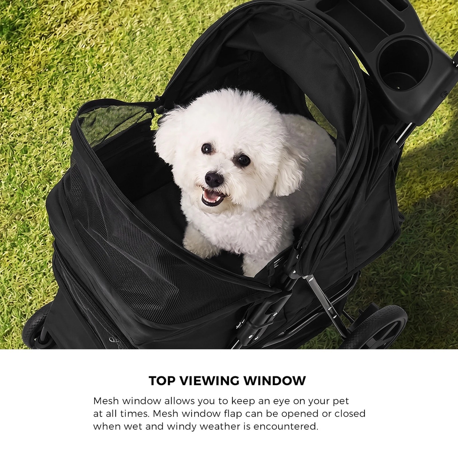 4 Alopet Pet Stroller Pram Dog Cat Carrier Cage Travel Pushchair Storage Foldable - Black, 4 of 9