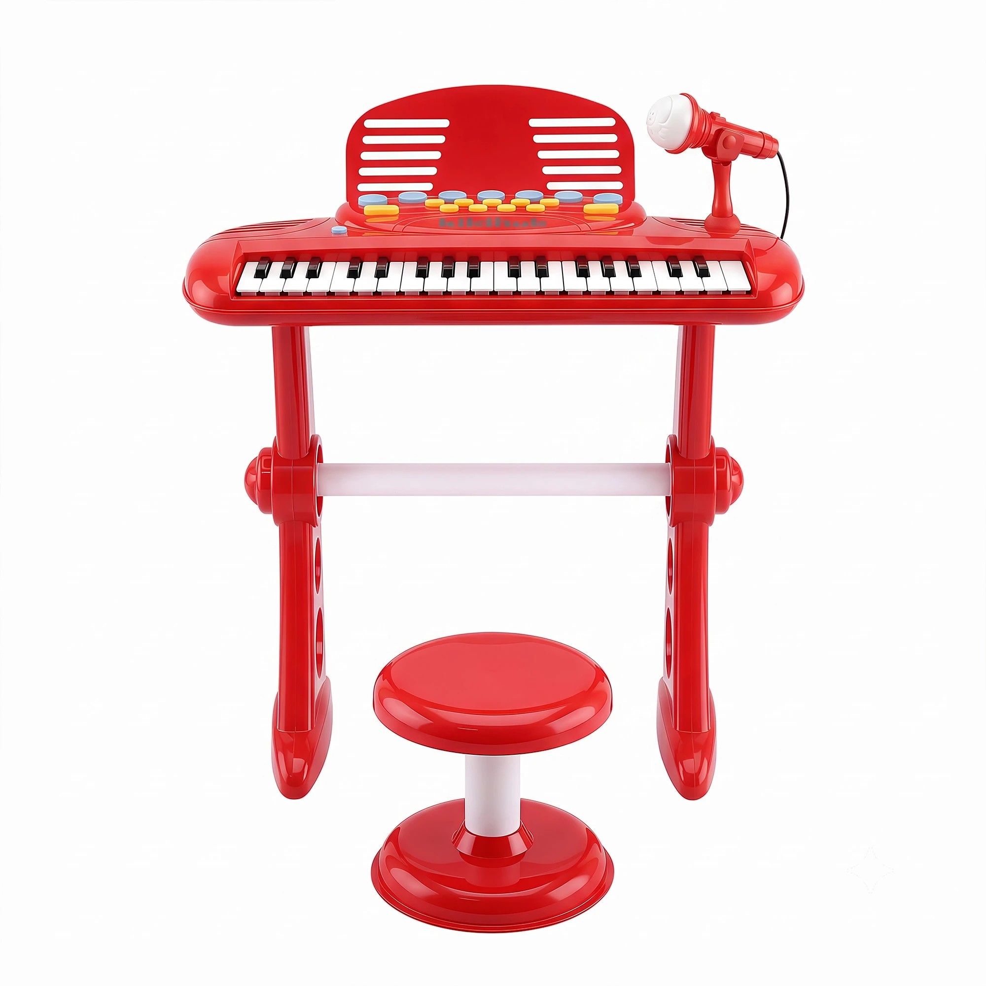 4 Keezi Kids Piano Keyboard 37 Keys Electronic Musical Instrument Set w/ Stool Microphone - Red, 4 of 9