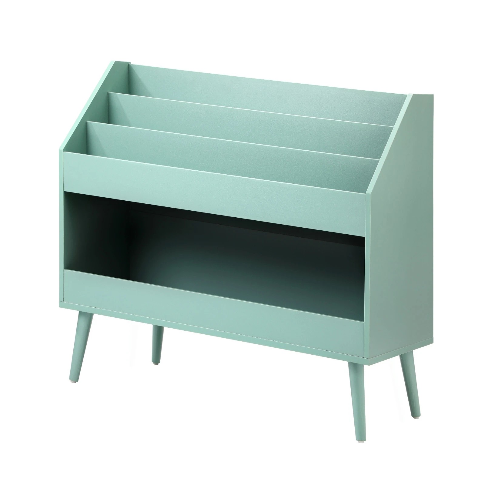 1 Oikiture Kids Bookshelf Children Bookcase Organiser Toy Storage Shelf - Green, 1 of 8
