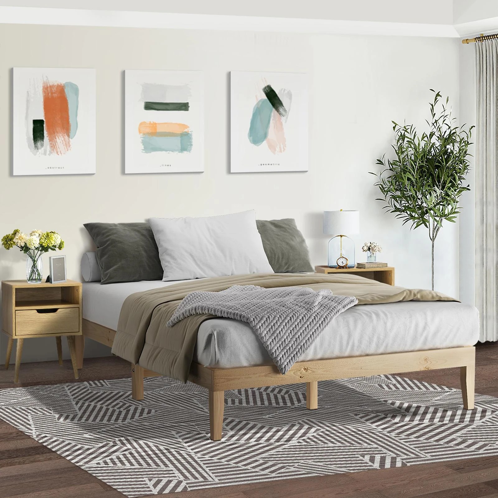 3 Oikiture Bed Frame King Size Wooden Timber Bed Frame Wooden Platform
 - Natural, 3 of 10