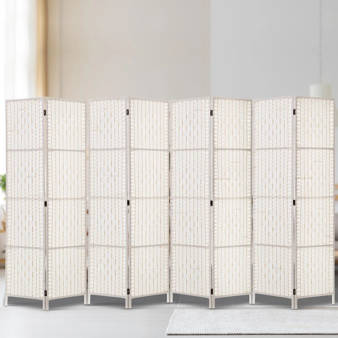 8 Artiss 8 Panel Room Divider Screen 326x170cm Woven - White, 8 of 8