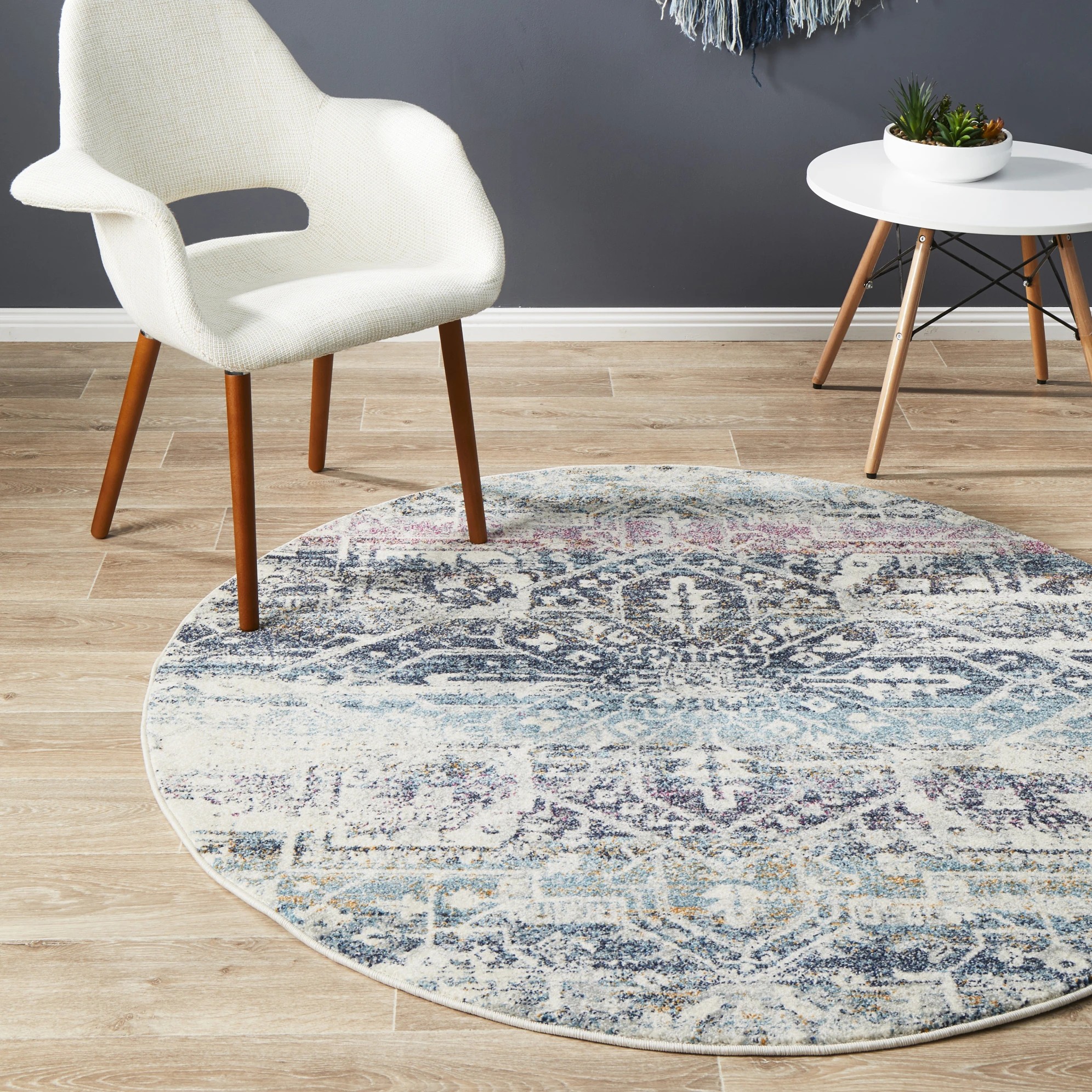1 Common Ground Rugs Gallery 865 240x240cm - Large Round Rug - Blue, 1 of 3