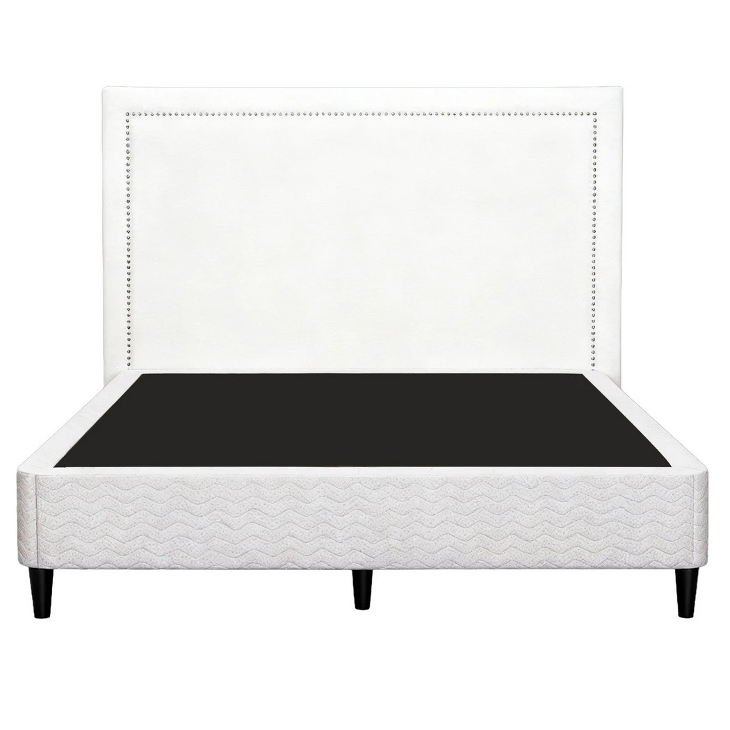 1 Artiss Queen Bed Frame with Headboard Platform Bed Base   Fabric - Multi, 1 of 6