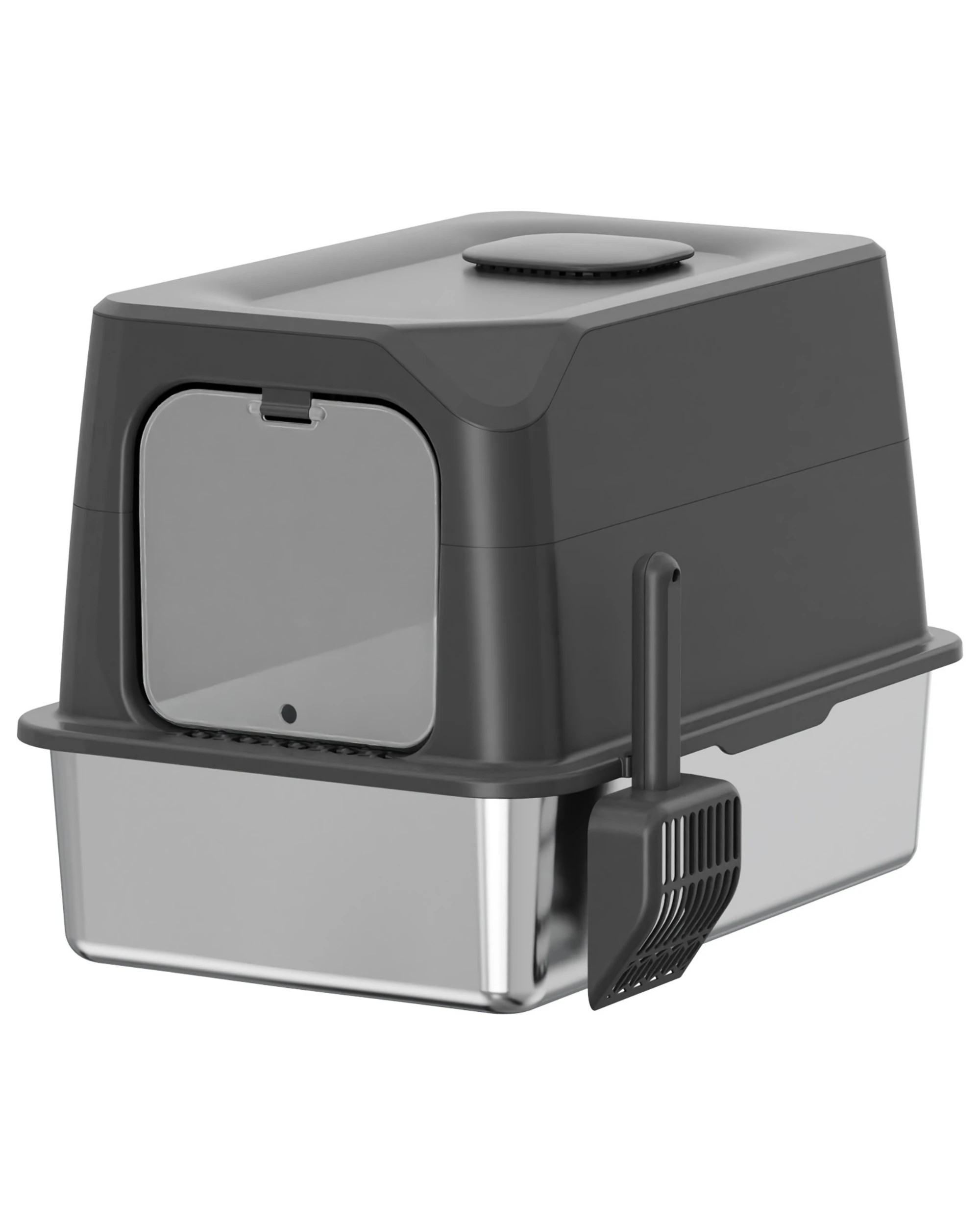 2 Advwin Cat Litter Box Large Stainless Steel High Sided Pet Toilet Odour Control, 2 of 8