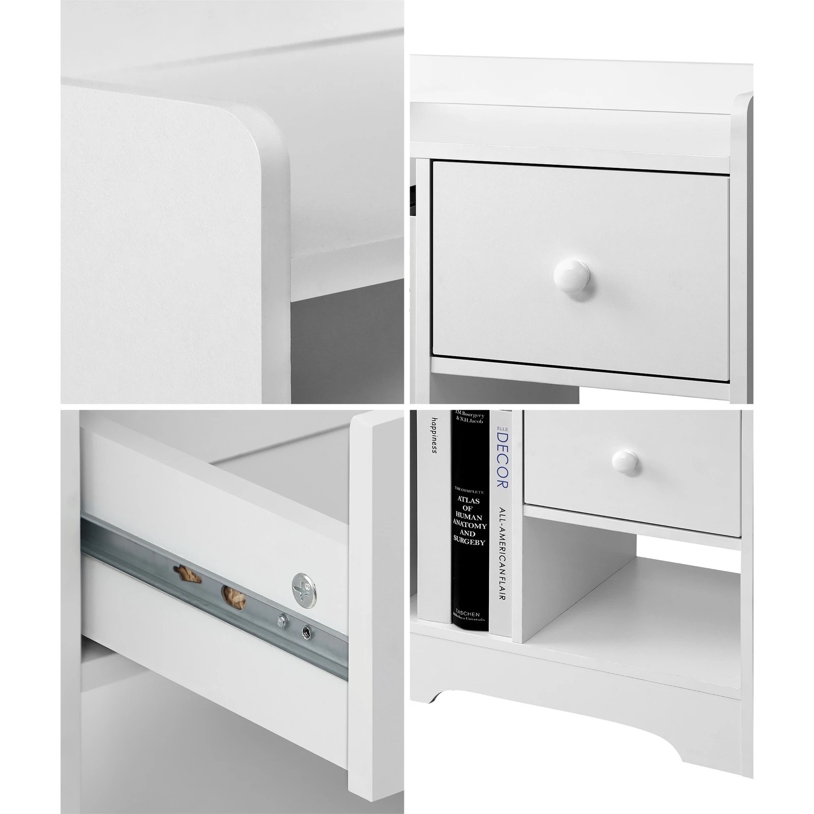 4 Oikiture Bedside Tables Set of 2 Side Table Nightstand Storage Shelf - White, 4 of 10