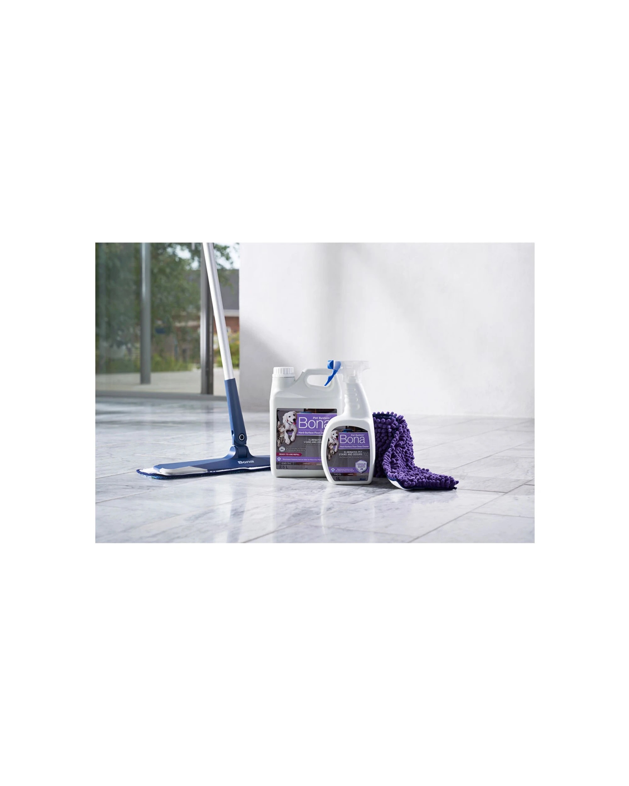 Bona Pet Microfibre Deep Clean Mop With Hard Floor Cleaner Spray & 2.5L ...