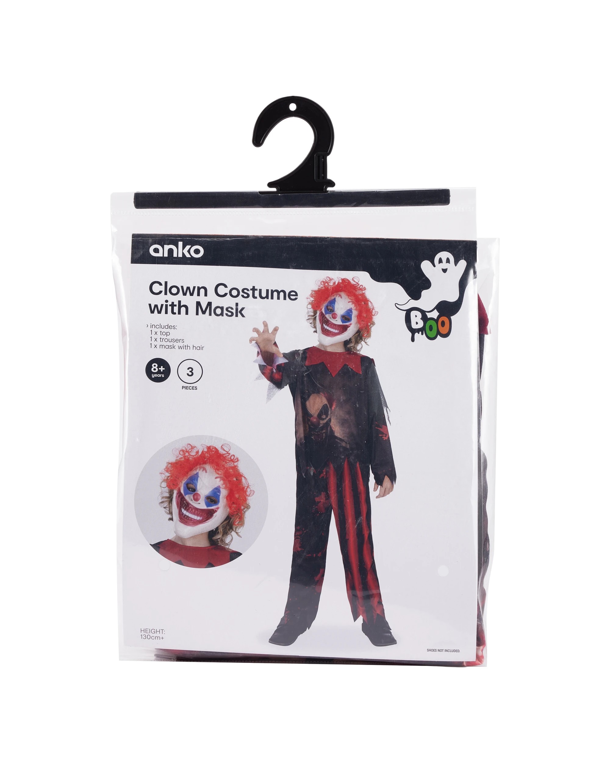 9 3 Piece Clown Costume with Mask - Ages 8+, 9 of 10