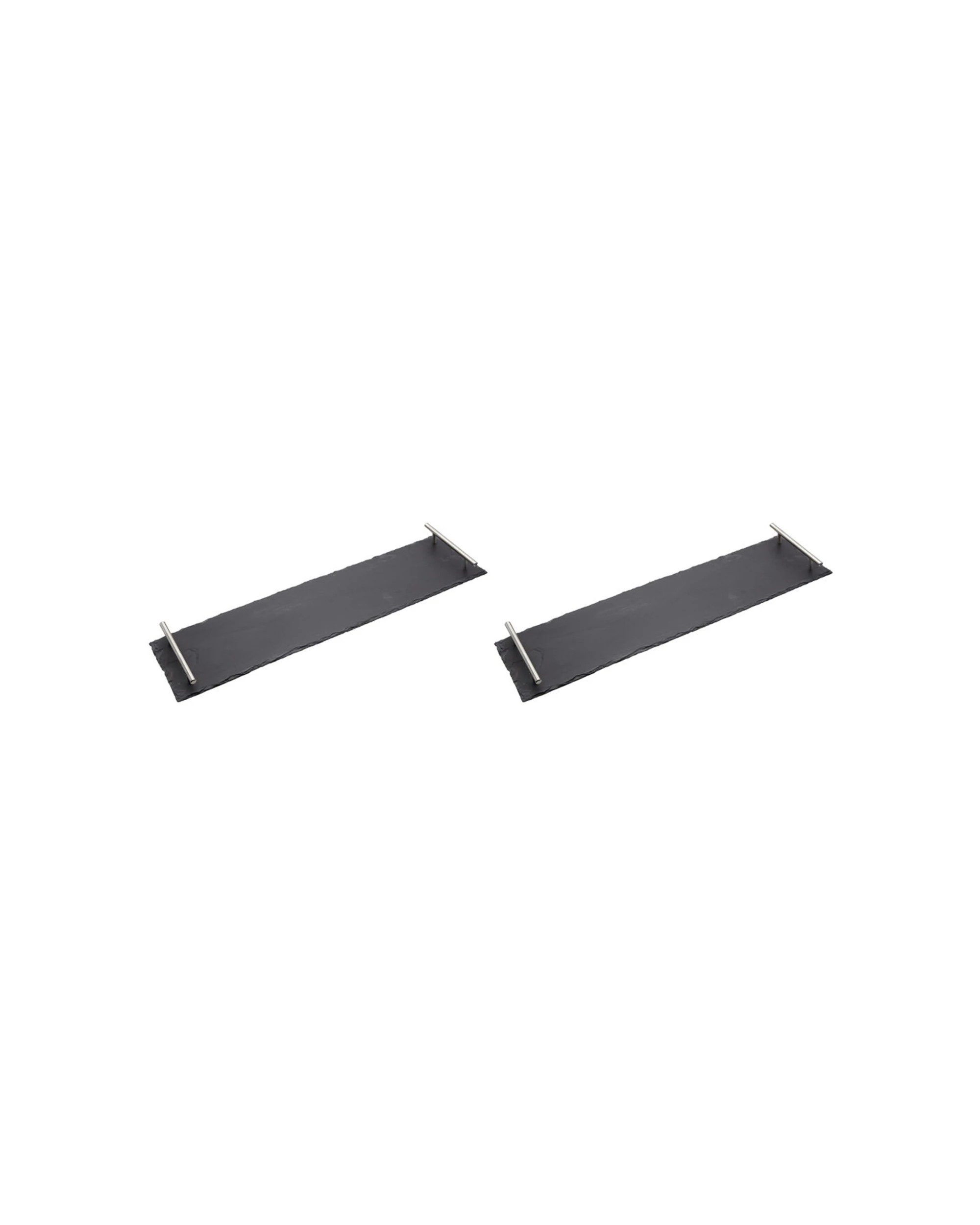 1 Artesa 2PK Rustic Slate Rectangular Serving Platter Brushed Brass Handles - Multi, 1 of 5