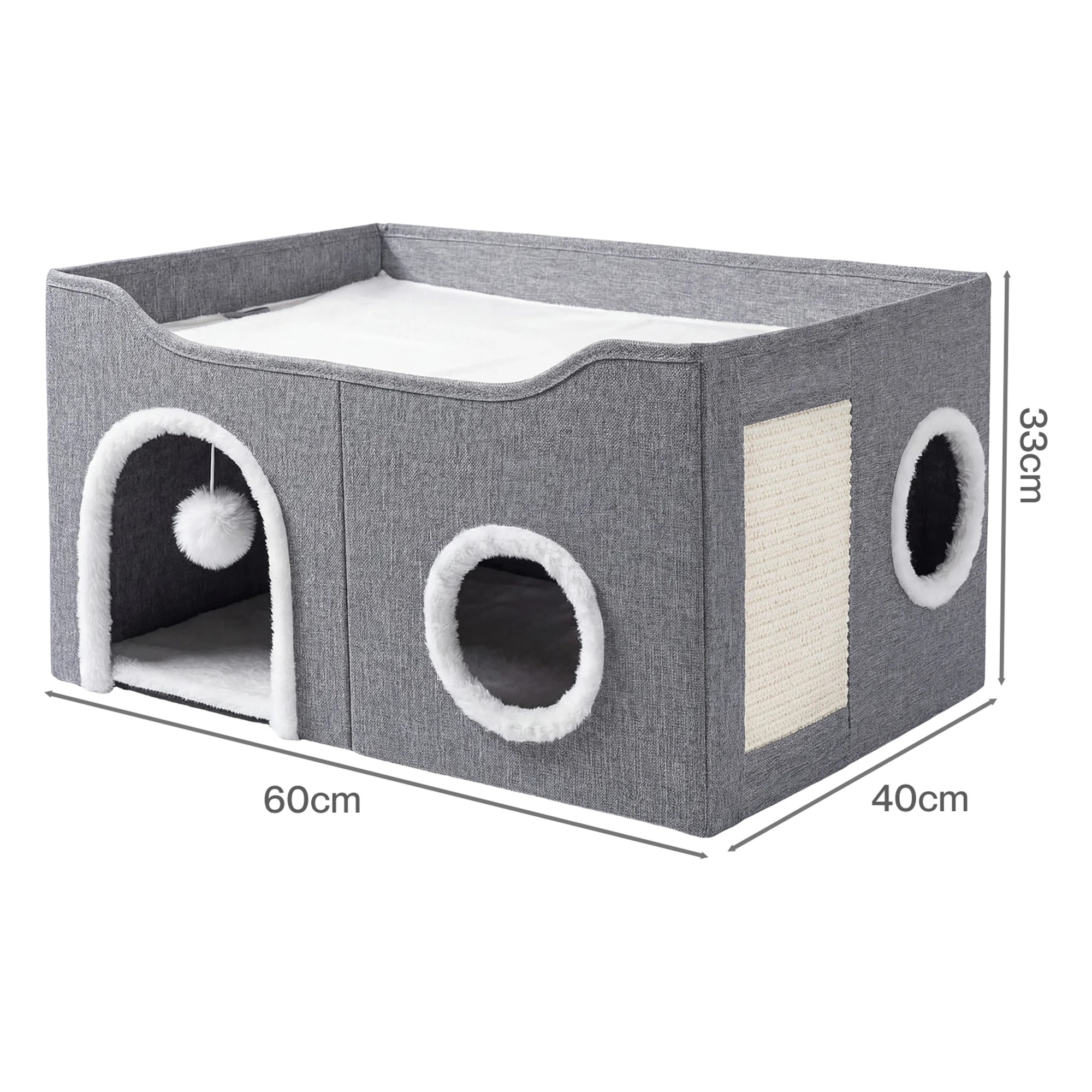 3 Pawz Foldable Cat House Cave Bed Hideaway Interactive Nest Scratching Board, 3 of 8
