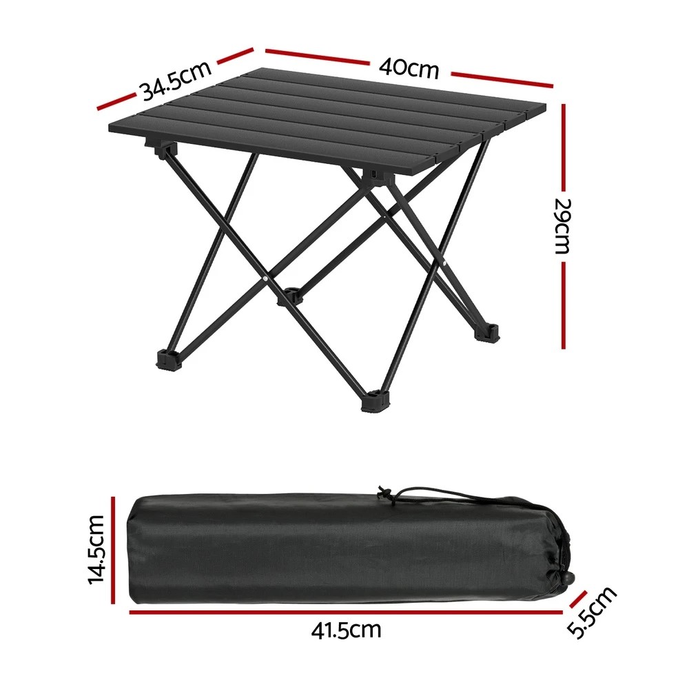 2 Weisshorn Folding Camping Table 40CM Roll Up Outdoor Picnic BBQ Aluminium Desk - Silver, 2 of 6