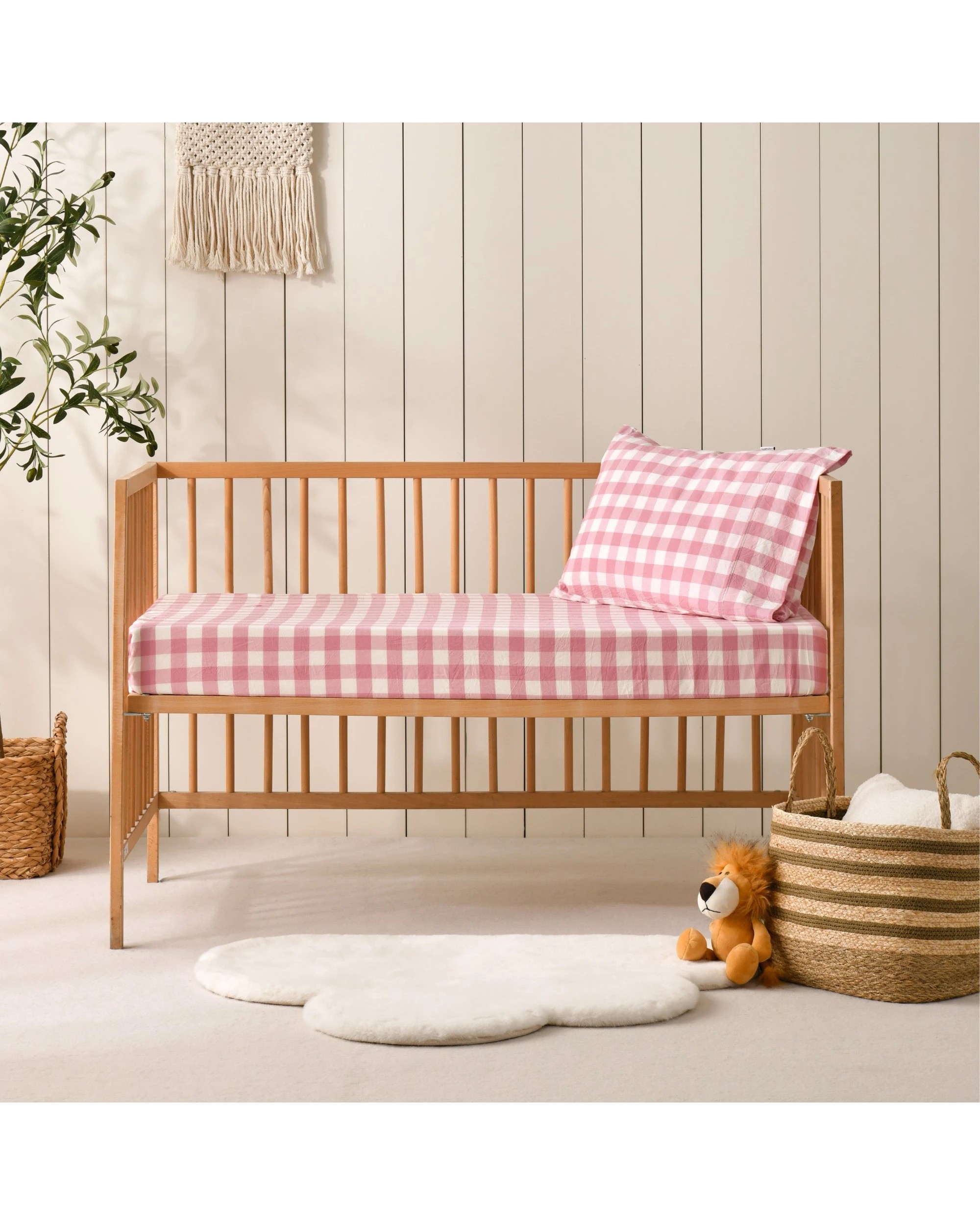 6 Dreamaker Baby Lola Washed Cotton Yarn Dyed Gingham Combo Set - COT Size - Pink Pearl, 6 of 7