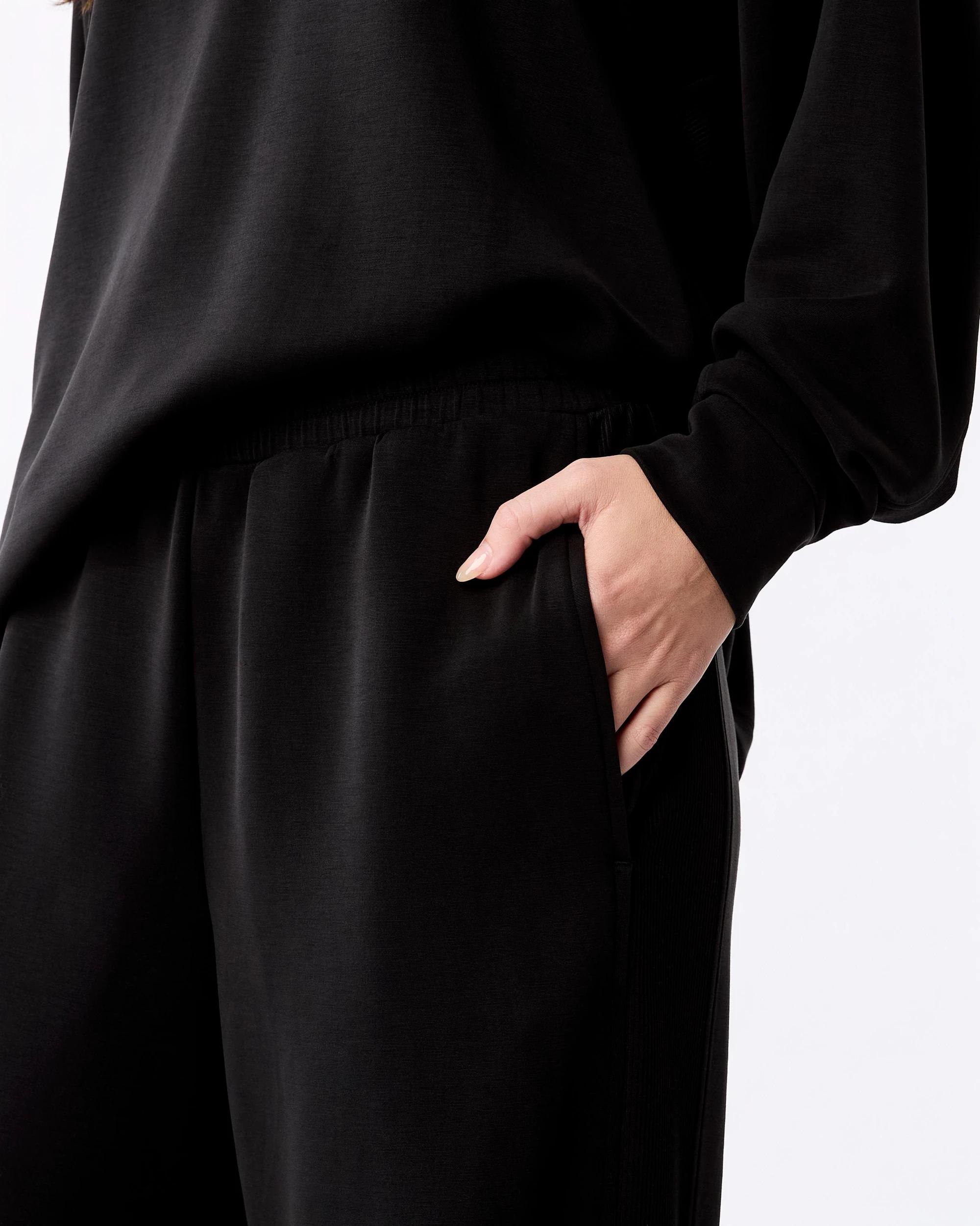 4 Active Womens Soft Modal Wide Leg Trackpants Black, 4 of 5
