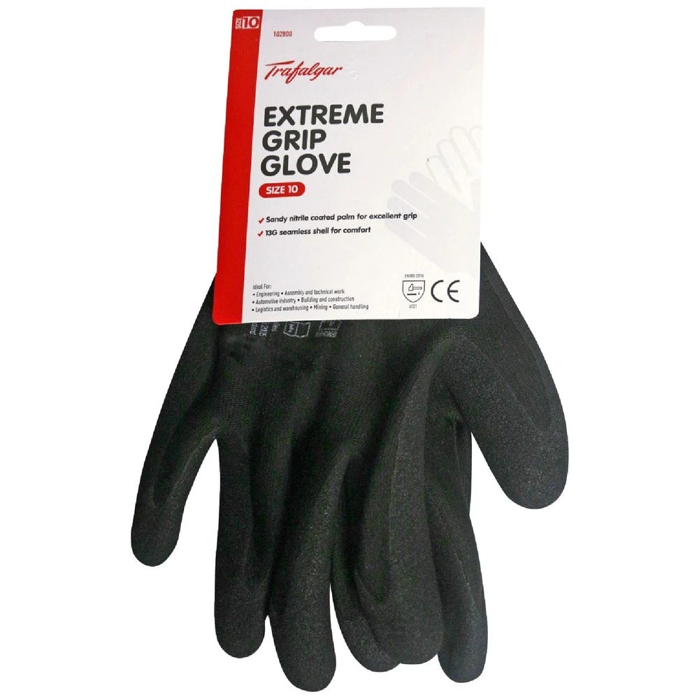 1 Trafalgar Extreme Grip Hi-vis Gloves Size 10, 1 of 1