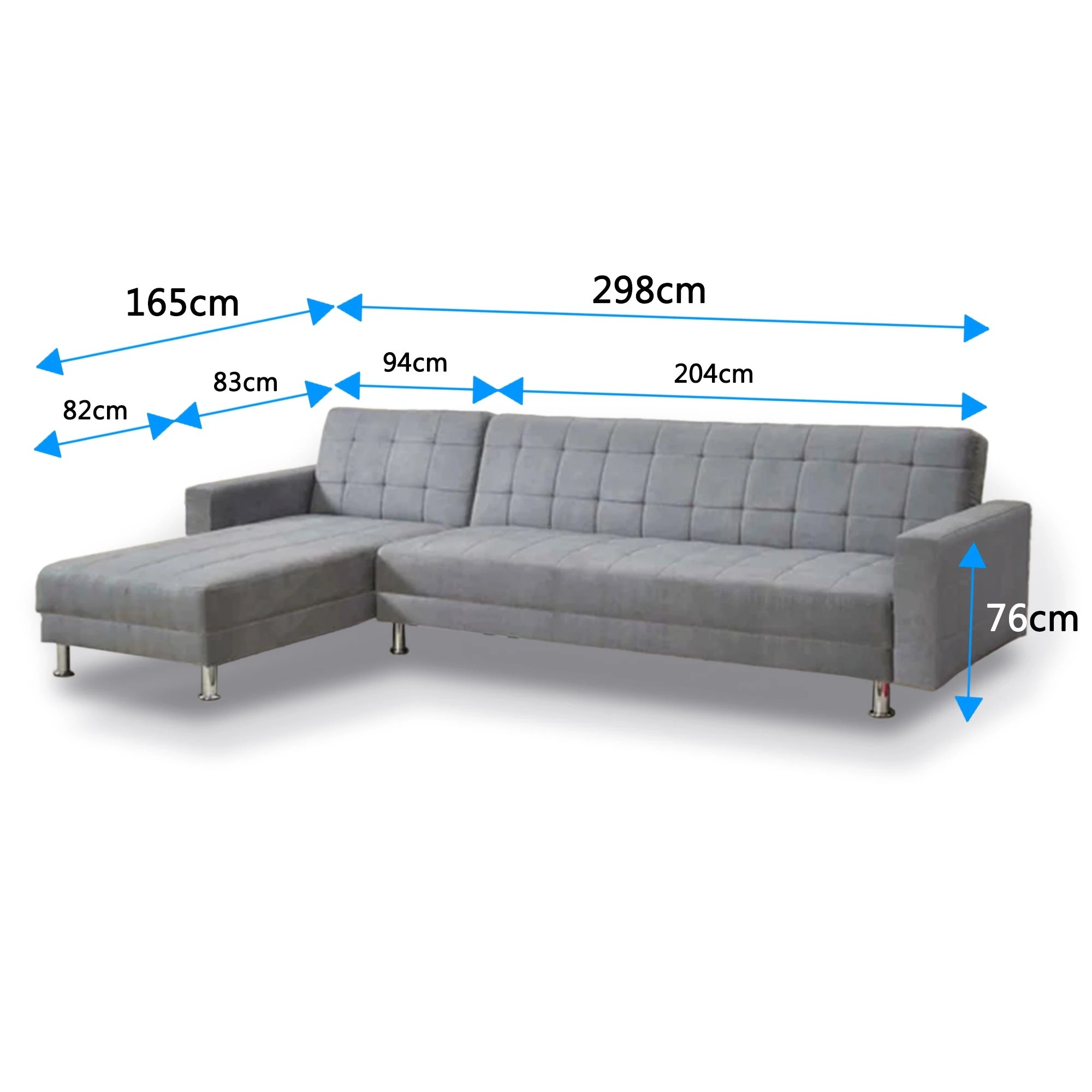 6 Foret 5 Seater Sofa Bed Modular Corner Lounge Recliner Chaise Couch Fabric Grey, 6 of 9