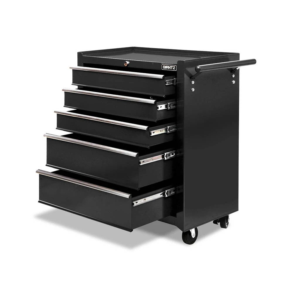 1 Giantz 5 Drawer Tool Box Cabinet Chest Trolley Box Garage Storage Toolbox - Black, 1 of 7