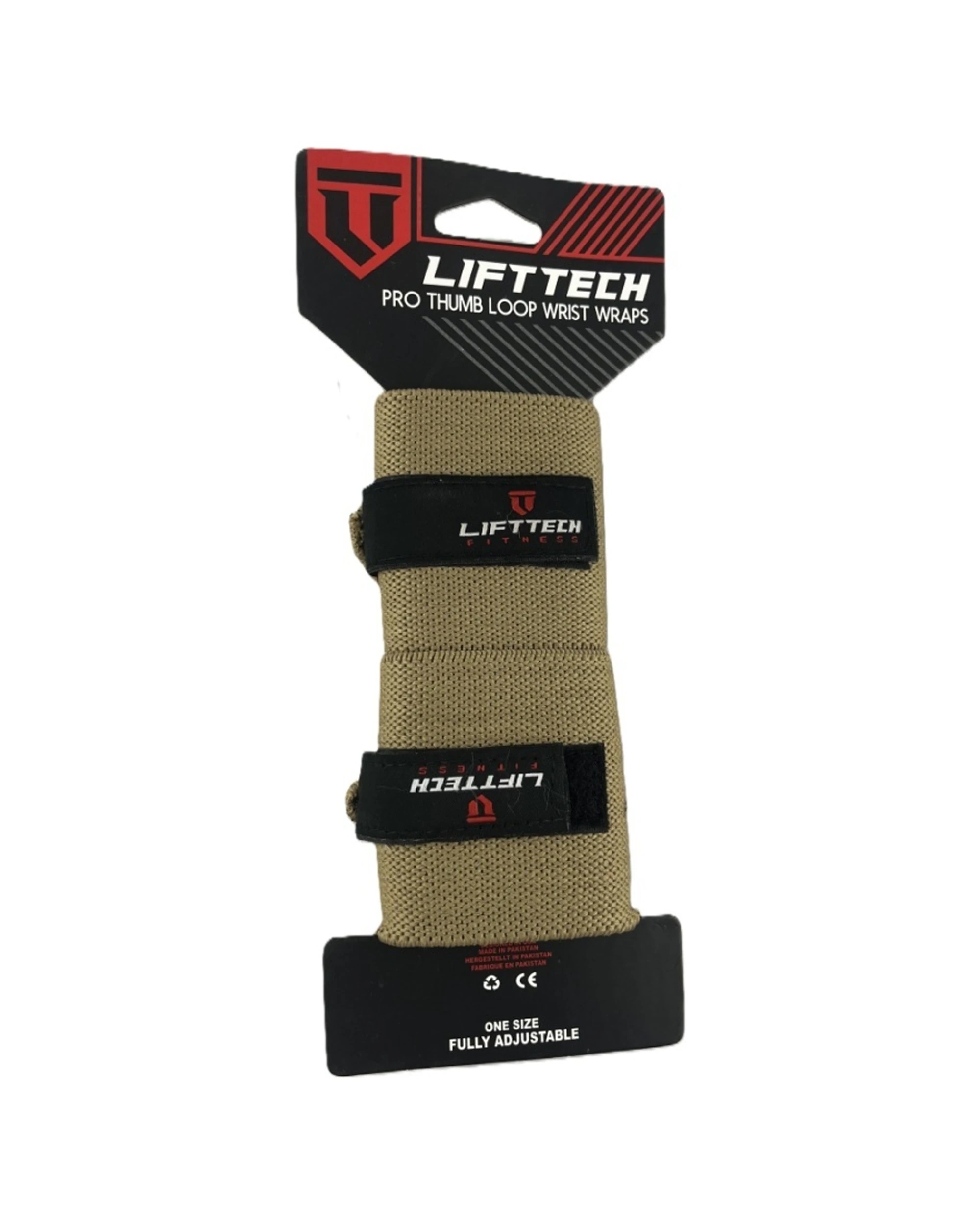 1 Lift-Tech Fitness 2pc Pro Thumb Loop Wrist Support Adjustable Wrap 20 Inch Tan - Natural, 1 of 3