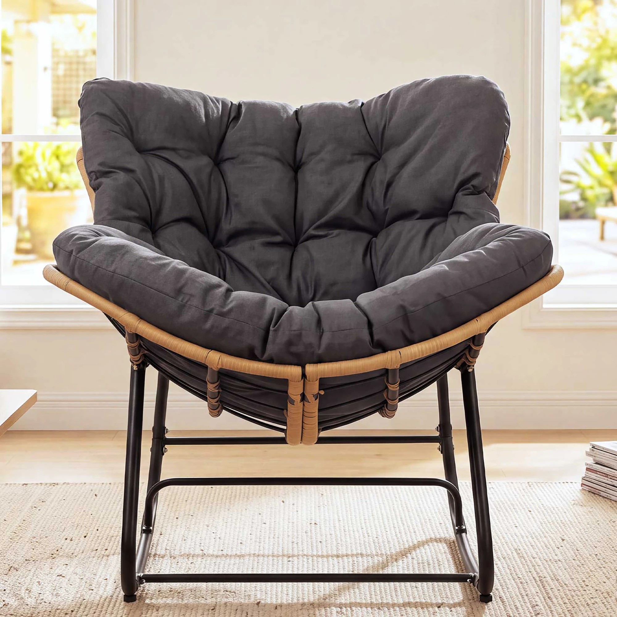 7 Levede Rocking Chair with Thick Cushion PE Rattan Silent Strip Indoor Patio Grey, 7 of 8