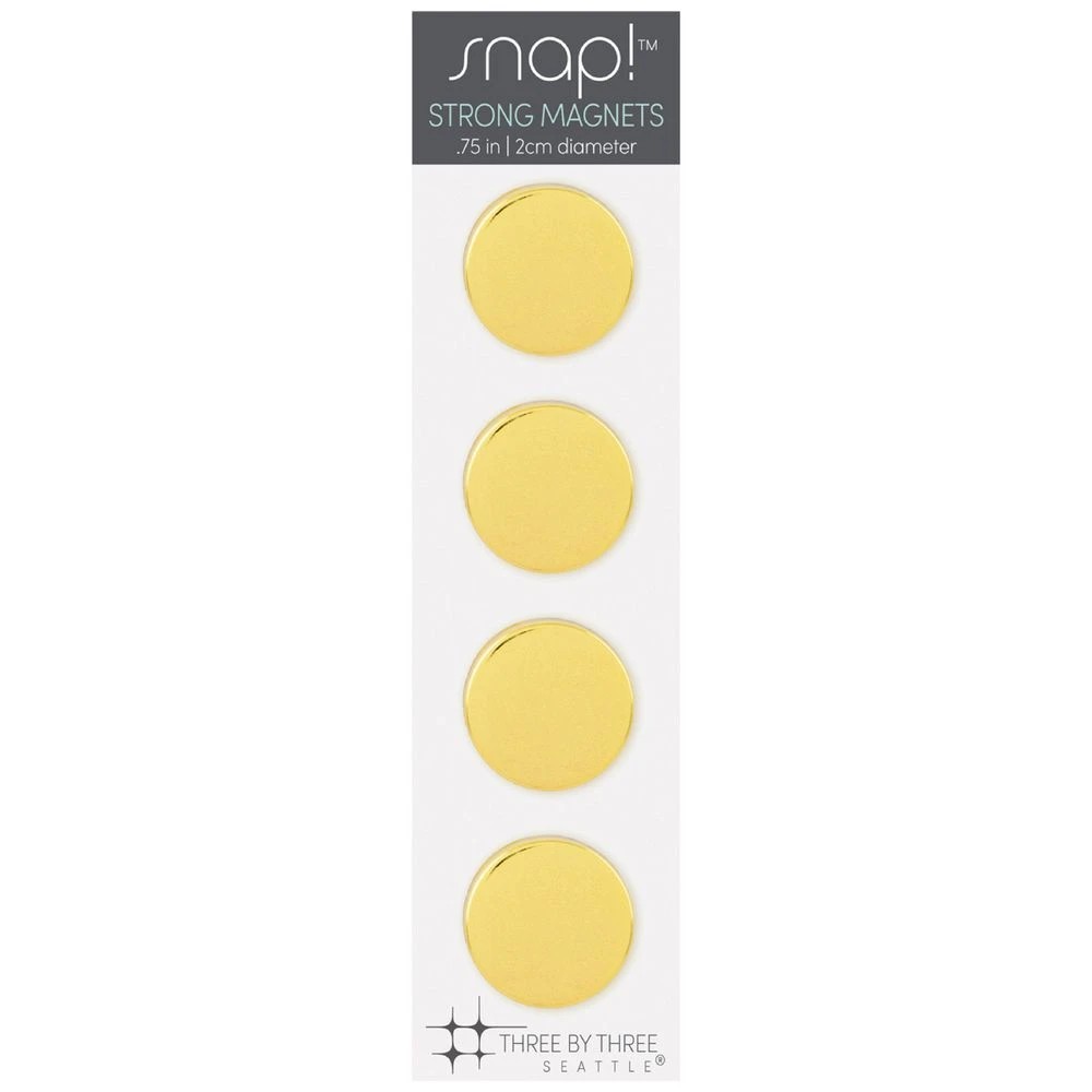 1 Three By Three Snap! Super Strong Magnets Gold 4 Pack, 1 of 3