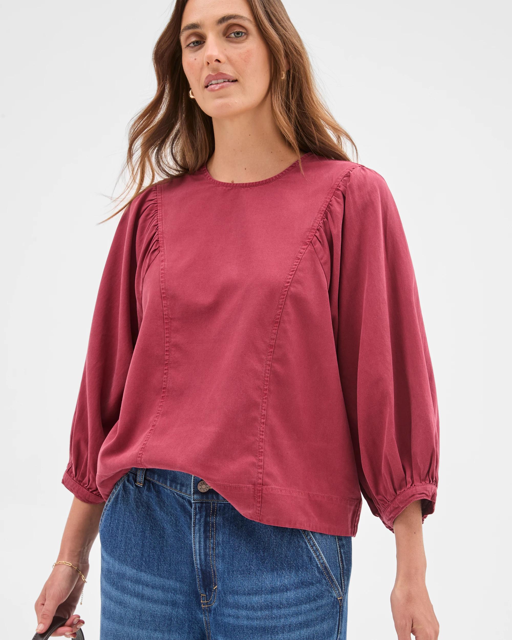 3 Target Woman 3/4 Length Sleeve Princess Blouse MULBERRY, 3 of 7