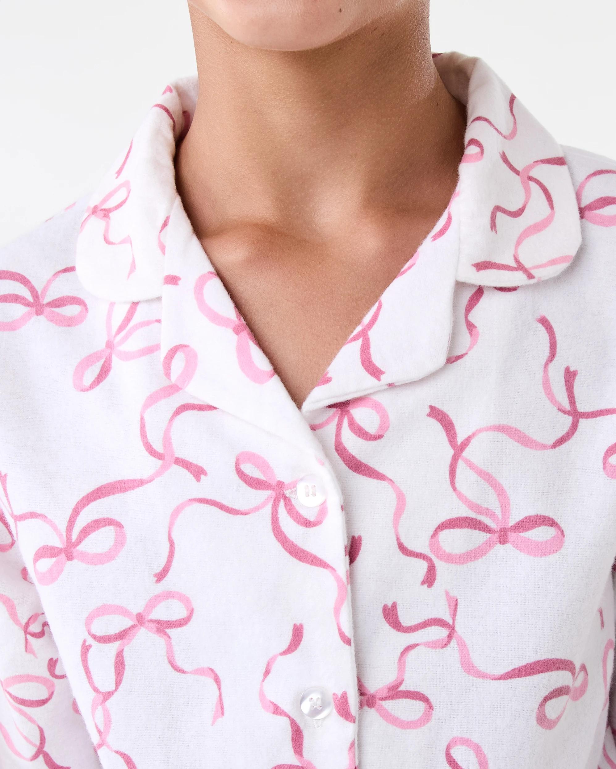 4 Flannel Pyjama Set Pnk Bows, 4 of 10