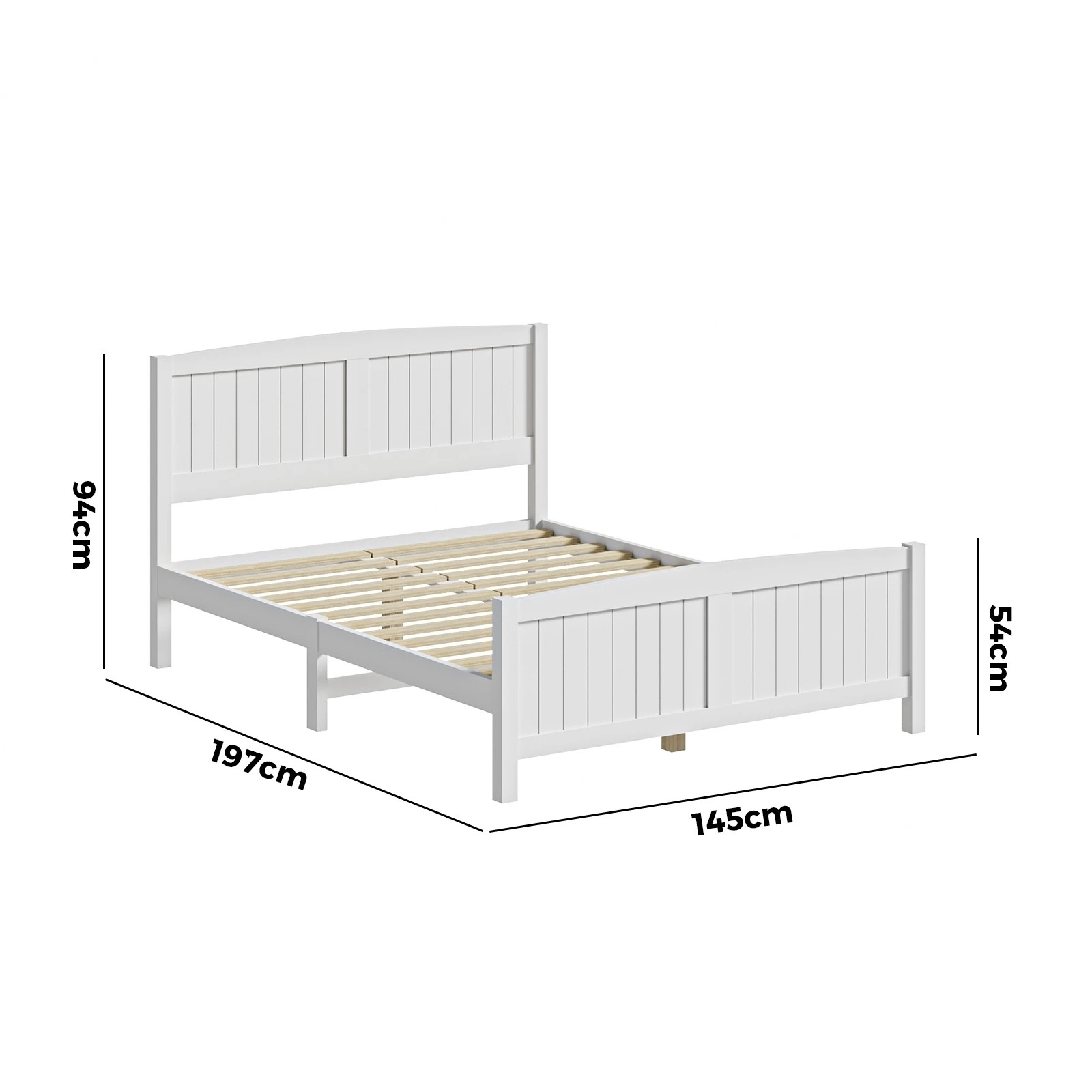 3 Oikiture Bed Frame Double Size Wooden Base Timber Platform
 - White, 3 of 10