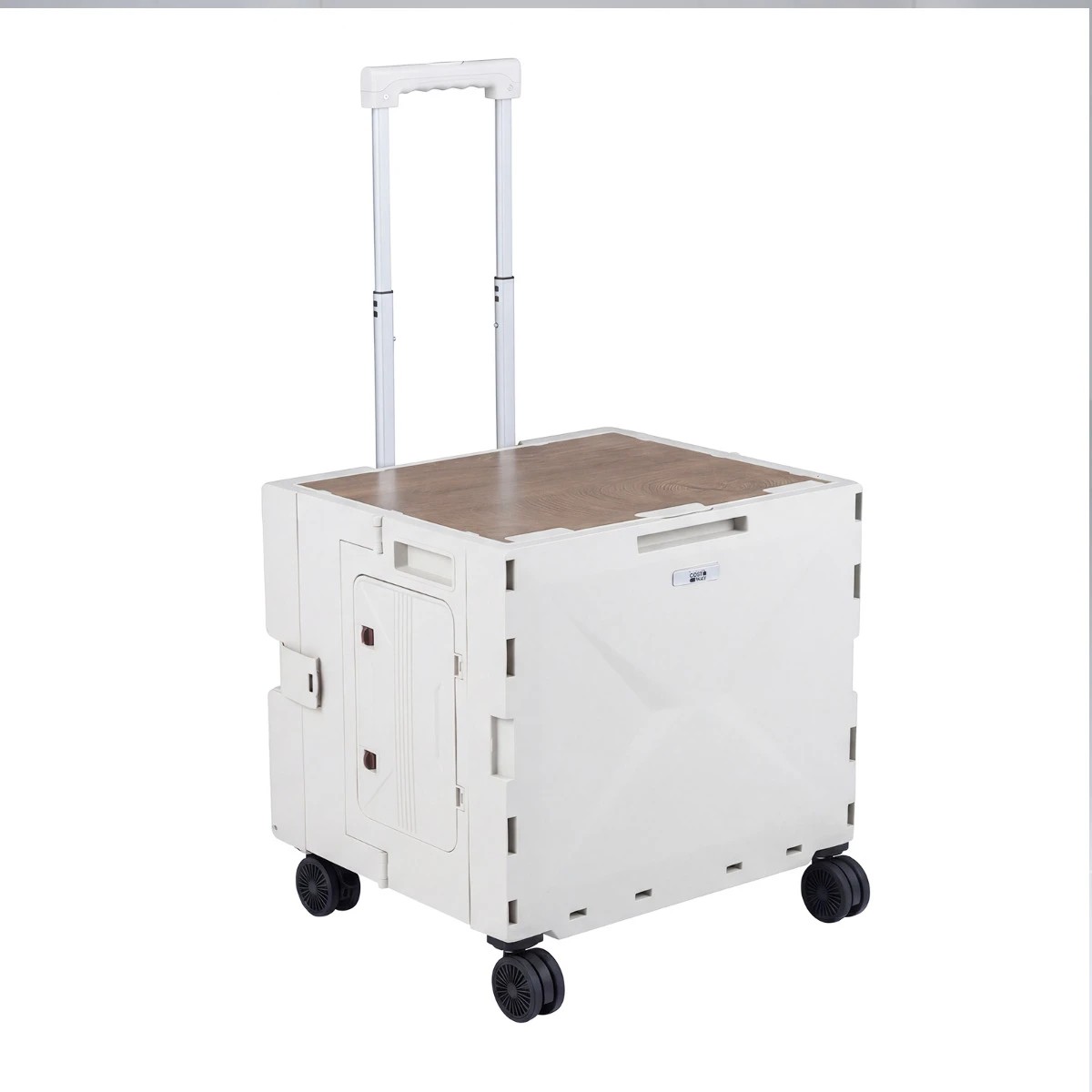 1 Costway Shopping Trolley Folding Utility Cart Camping Wagon Tool Box Garden Cart w/Handle - White, 1 of 4