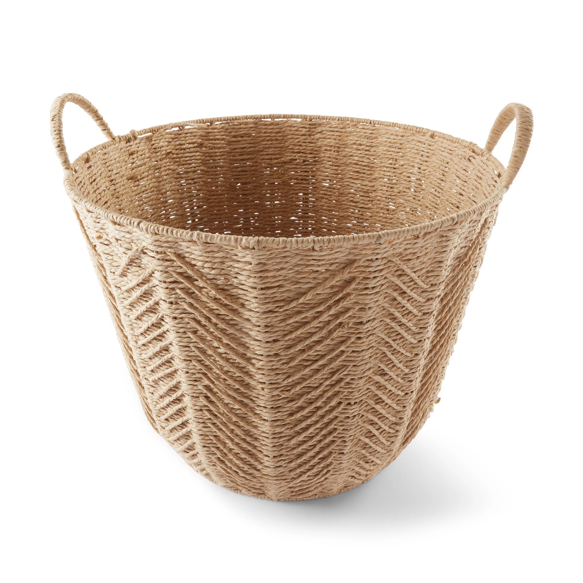 3 Round Herringbone Paper Rope Basket - Natural, 3 of 9