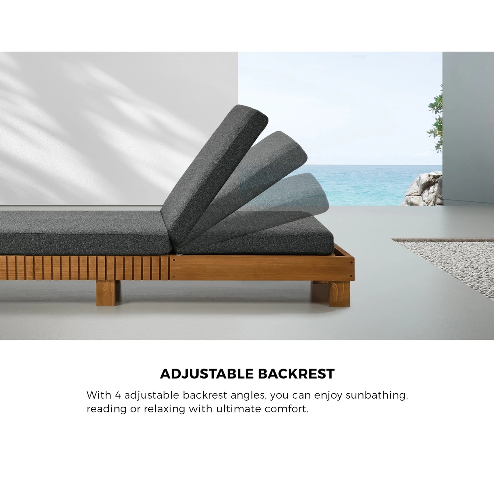 Livsip 2PCS Outdoor Sun Lounge Set Wooden Lounger Daybed Patio ...