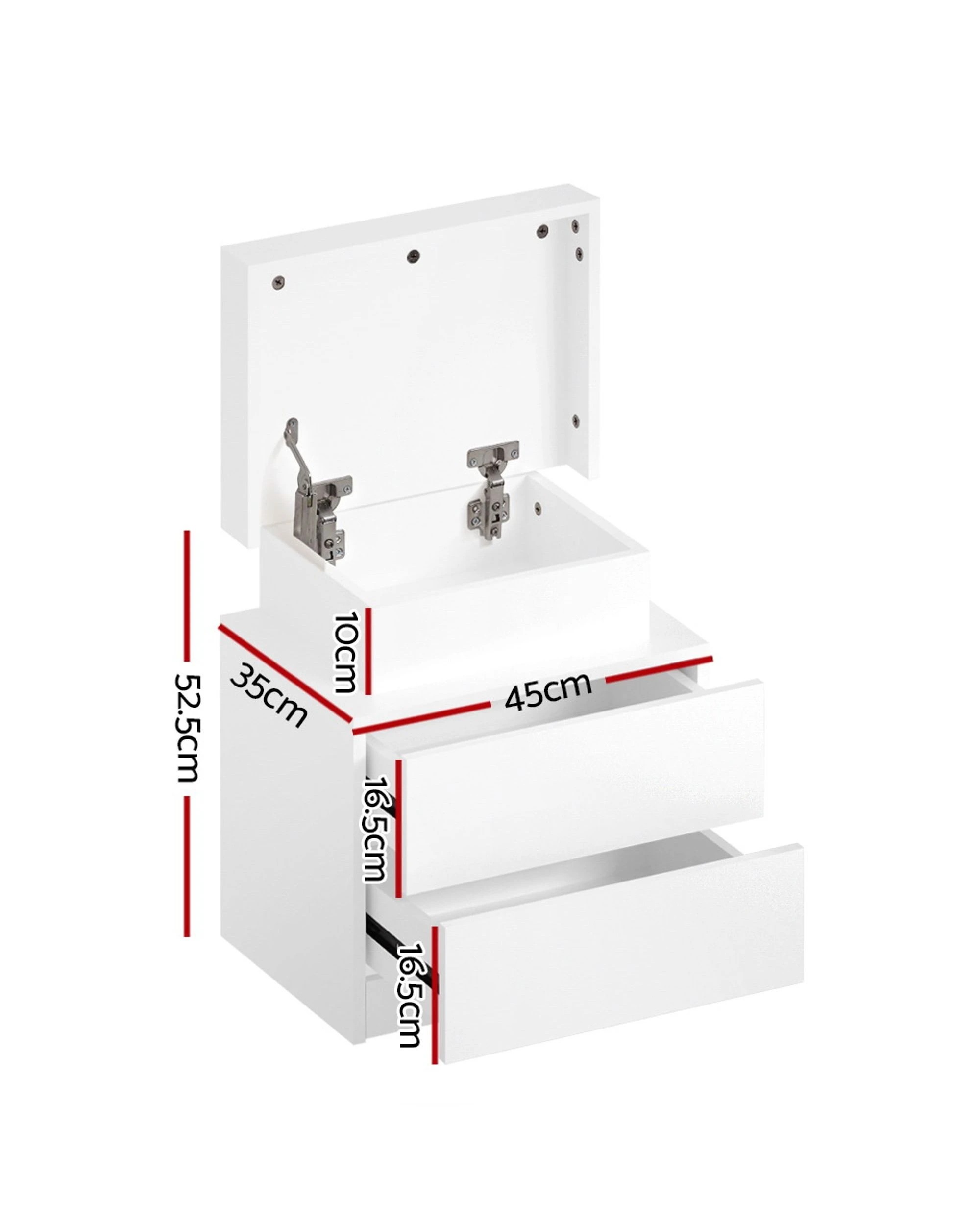 2 Artiss Bedside Table Led 2 Drawers Lift-up Storage
 - White, 2 of 3