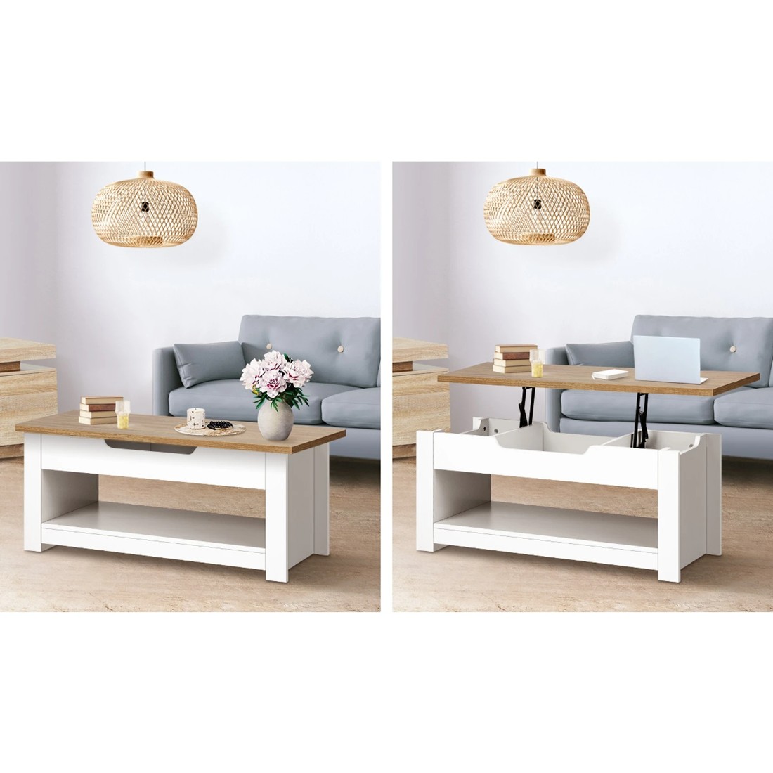 5 Oikiture Coffee Table Lift Up Top Modern Tables Hidden Storage Shelf Display
 - Multi, 5 of 10