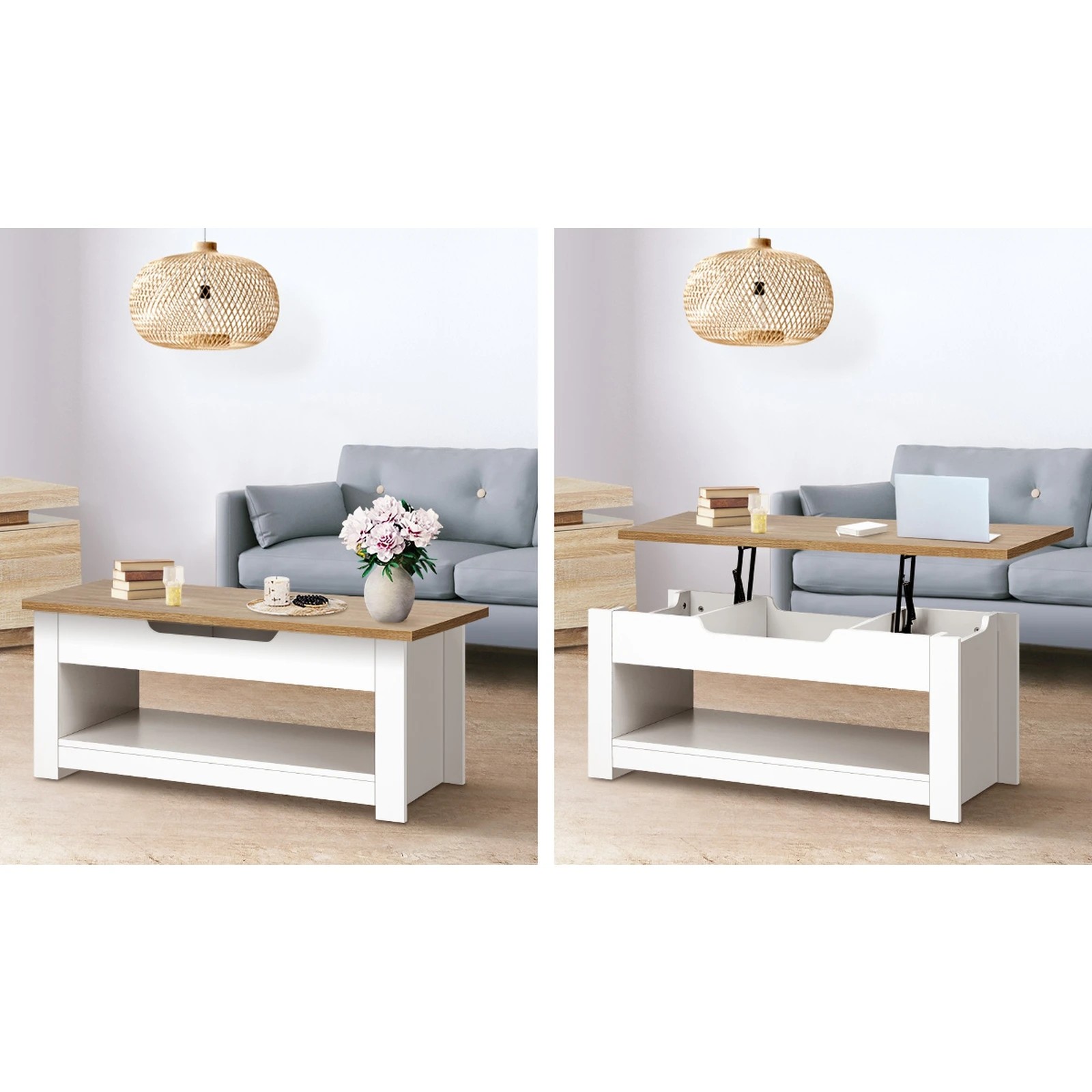 5 Oikiture Coffee Table Lift Up Top Modern Tables Hidden Storage Shelf Display
 - Multi, 5 of 10